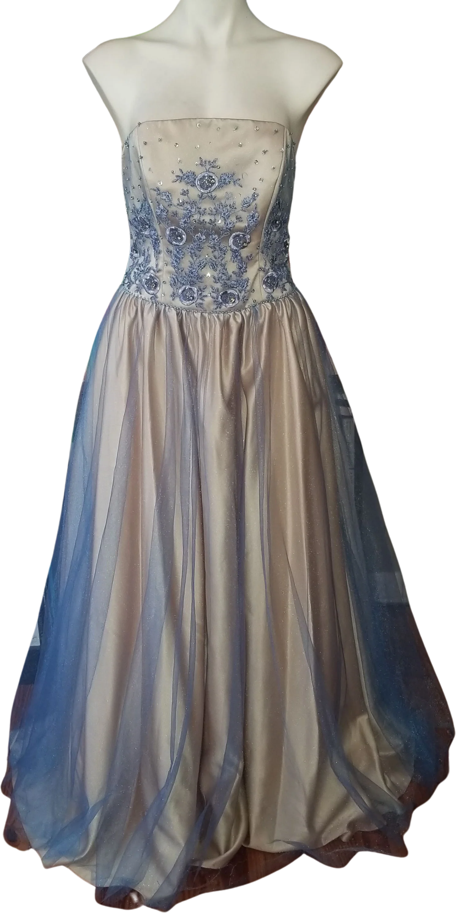 00s-does-50s Embroidered Sequin Crystal Ballgown by  Niki Livas