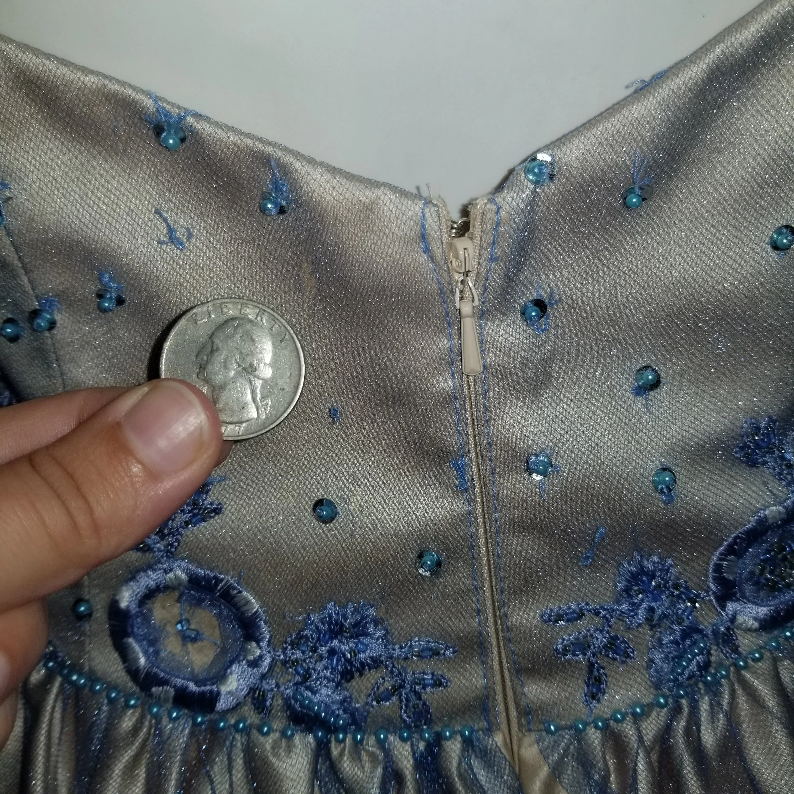 00s-does-50s Embroidered Sequin Crystal Ballgown by  Niki Livas - Image 5