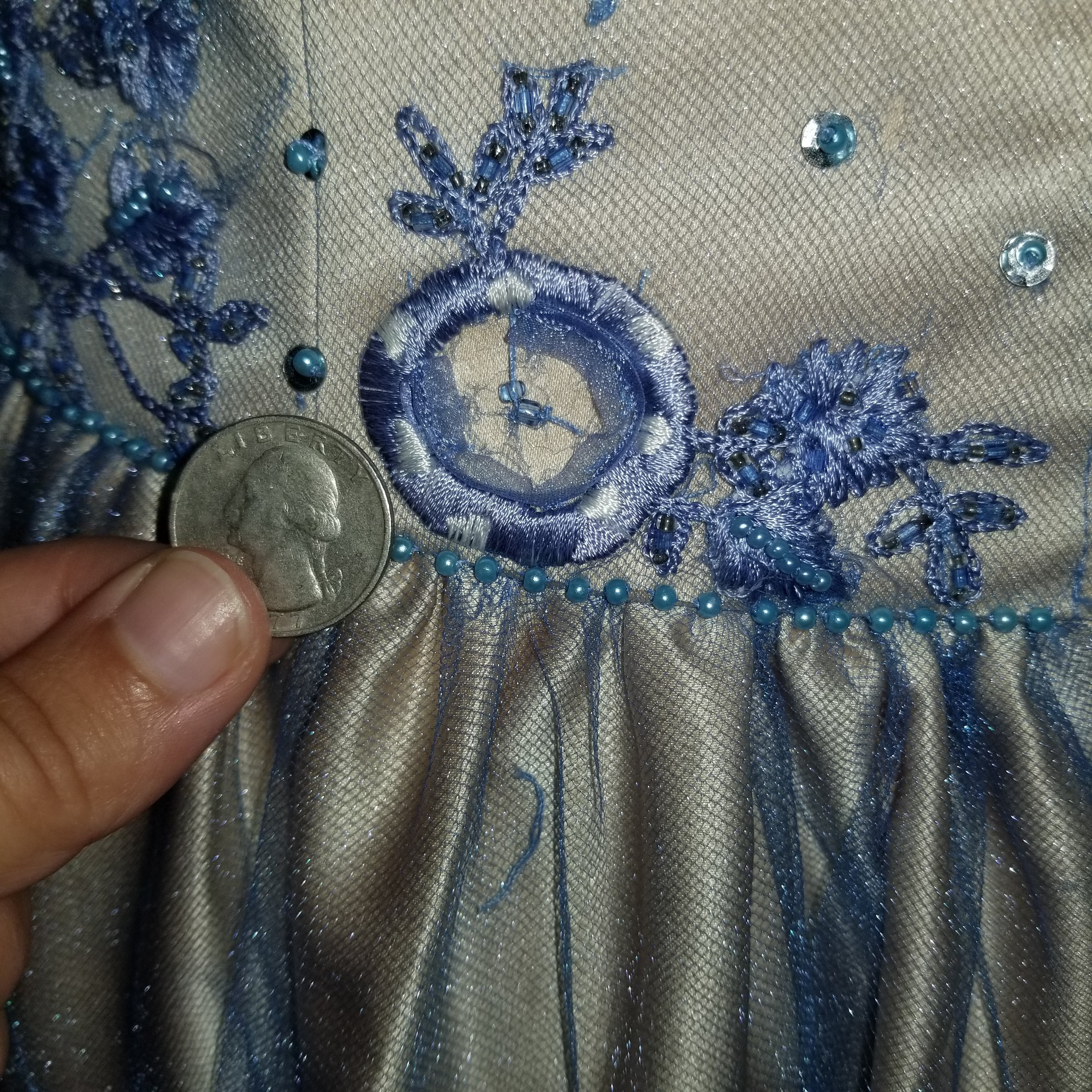 00s-does-50s Embroidered Sequin Crystal Ballgown by  Niki Livas - Image 6