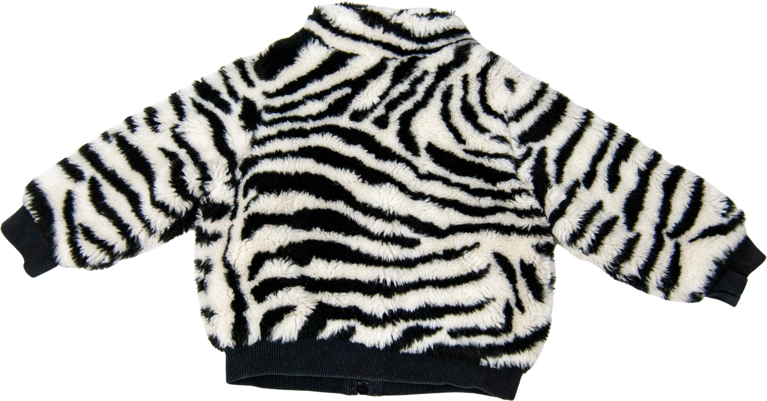 00s Kids Zebra Plush Fur Bomber Jacket / 18 - 24 M by Gymboree - Image 2