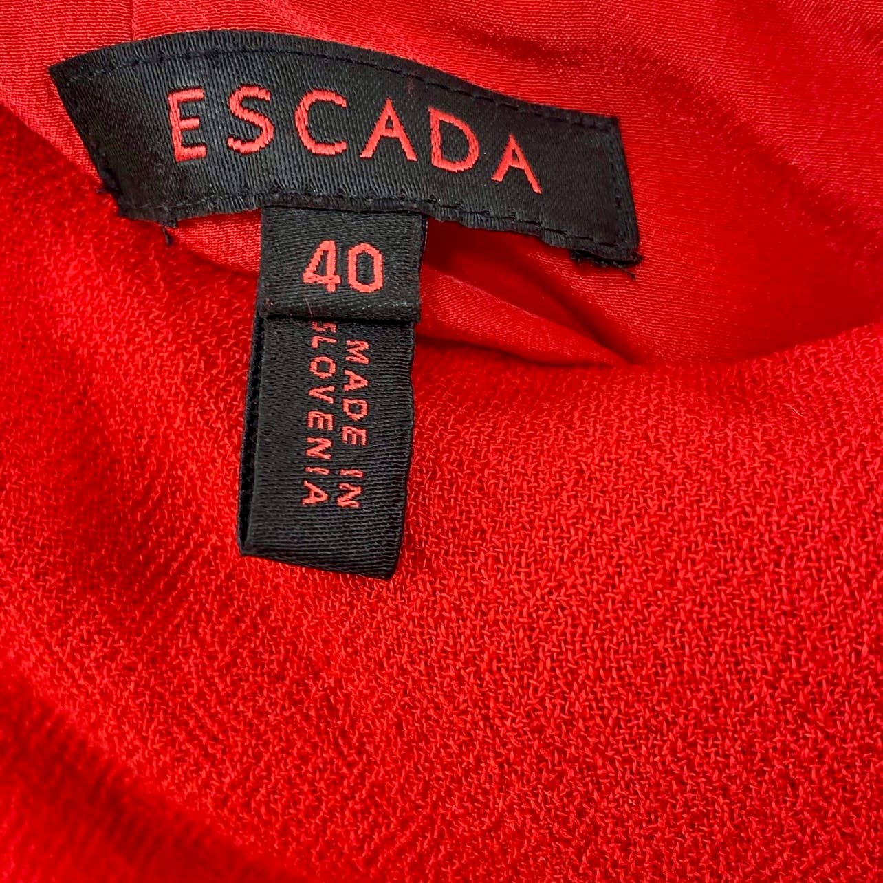 00s 00s Red 100% Wool Knee Length Pencil Skirt by ESCADA - Image 3