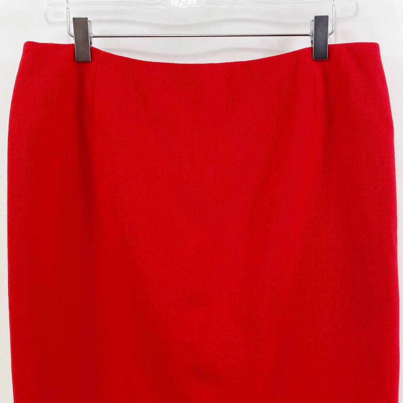 00s 00s Red 100% Wool Knee Length Pencil Skirt by ESCADA - Image 6