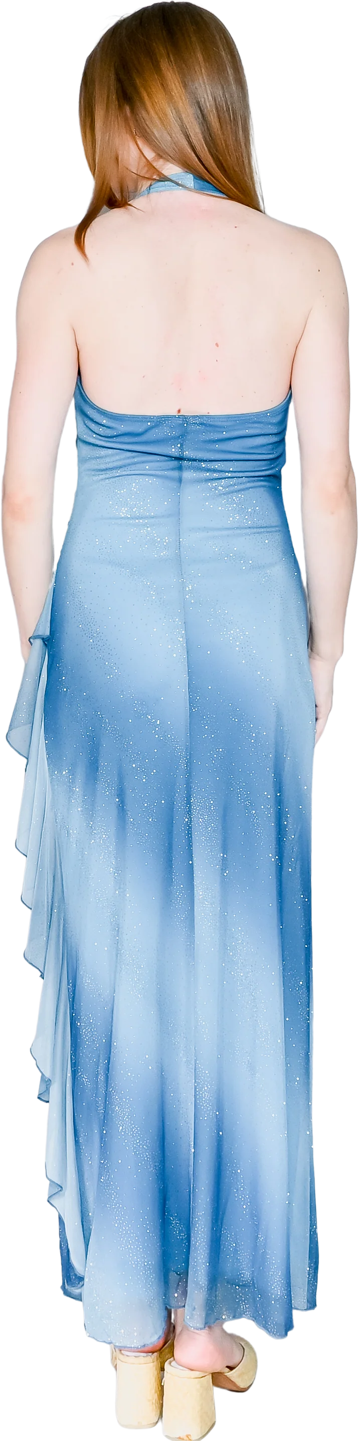 00s 00s Sparkly Glitter Ombre Ruffle Maxi Dress By Taboo - Image 2