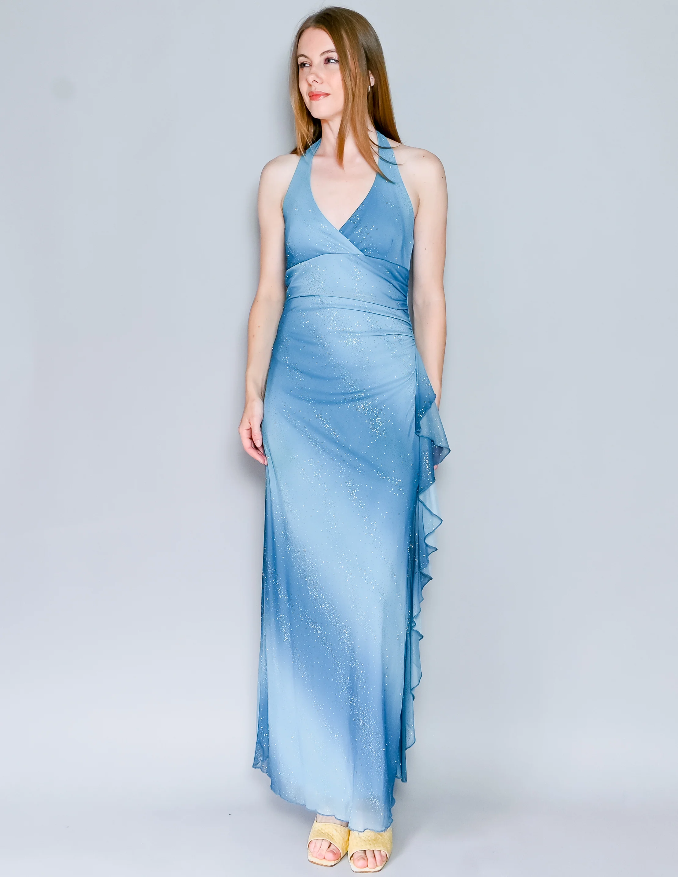 00s 00s Sparkly Glitter Ombre Ruffle Maxi Dress By Taboo - Image 5