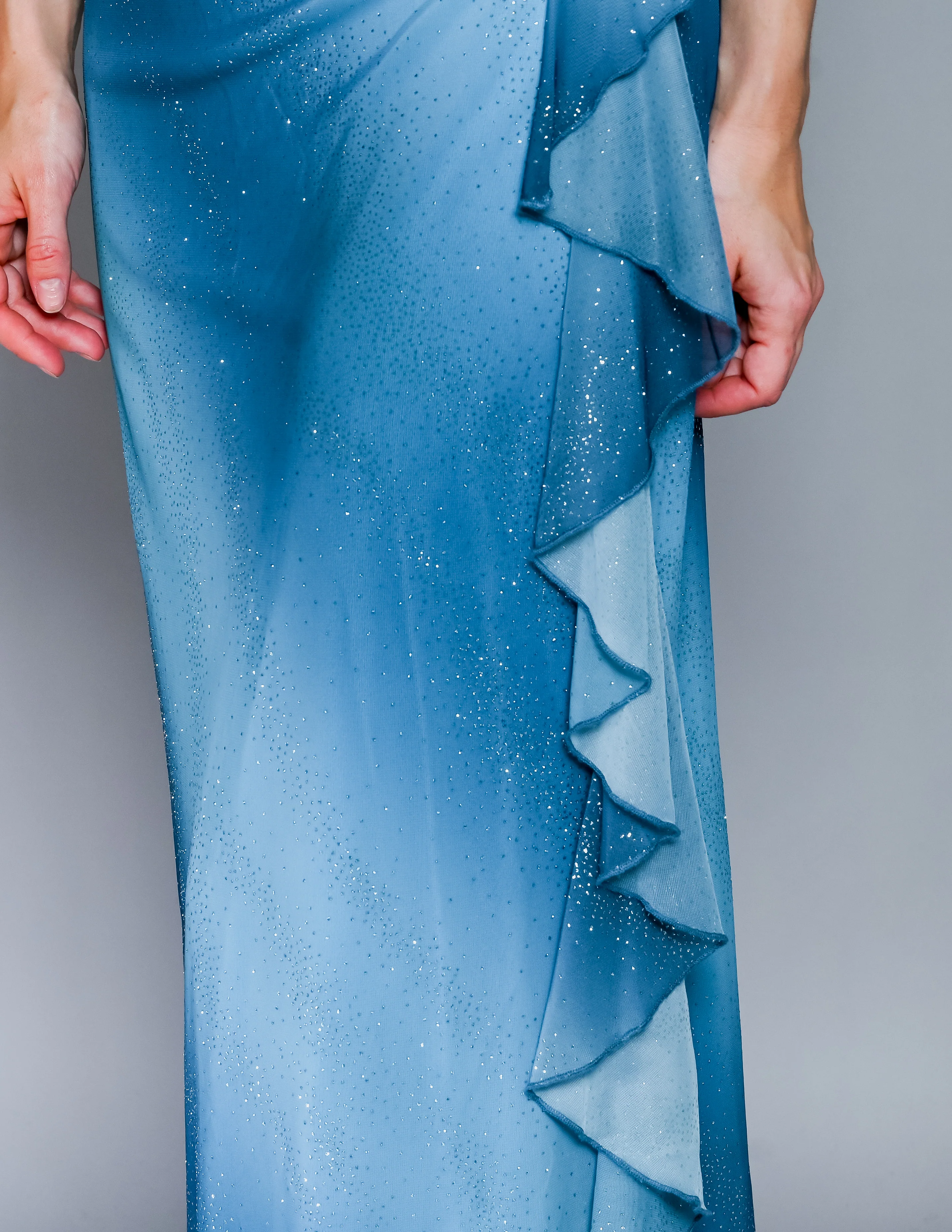 00s 00s Sparkly Glitter Ombre Ruffle Maxi Dress By Taboo - Image 7
