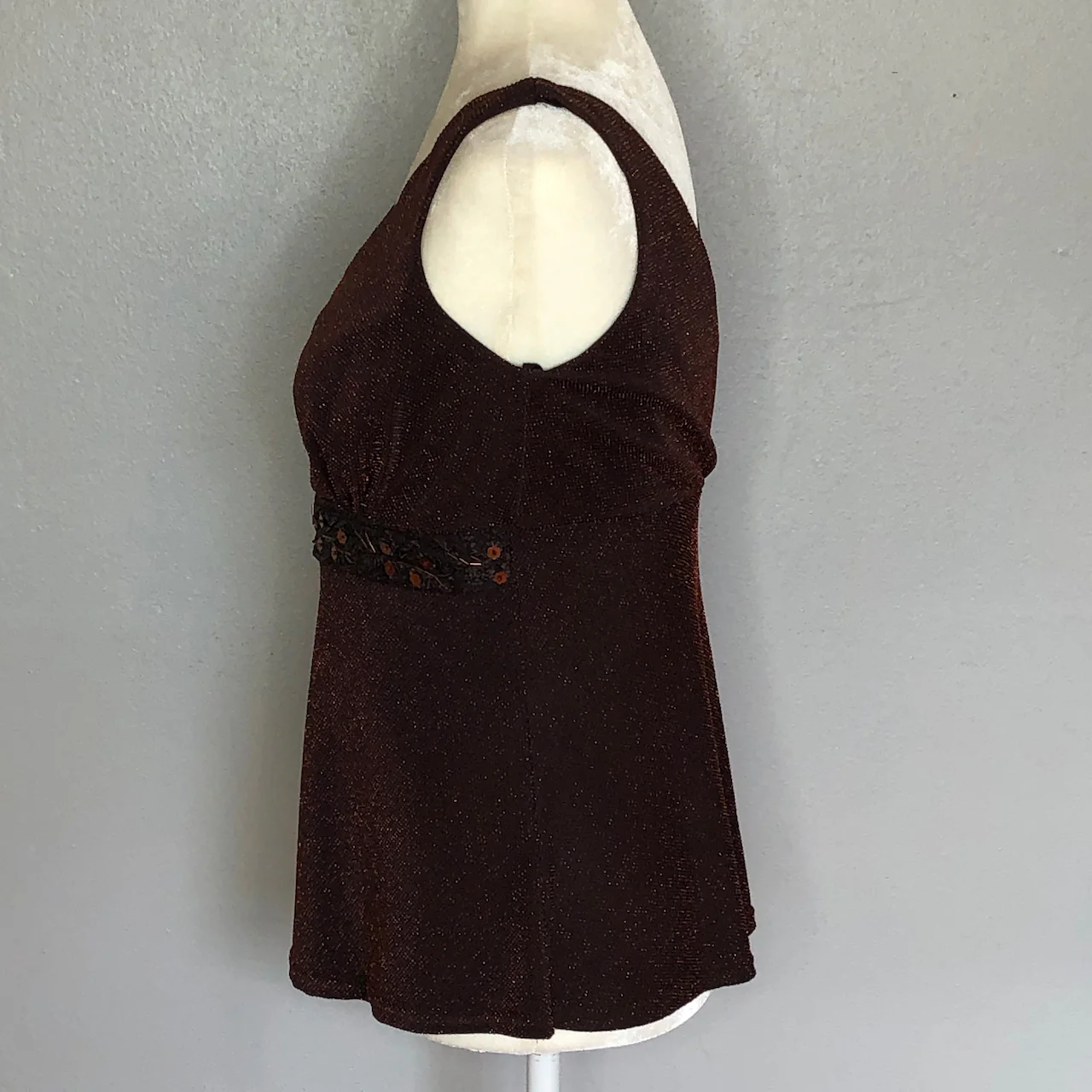 00s 00s's Sparkle Surplice Top Bedazzled Brown By Metaphor - Image 5