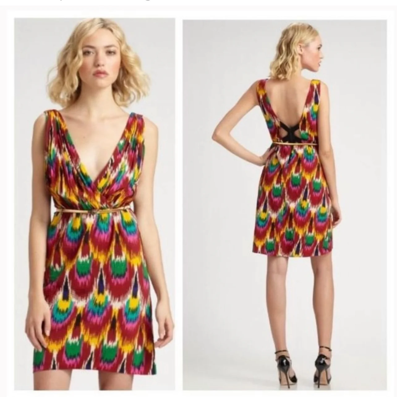 00s  Alameda Ikat Printed Pleat Dress by Alice & Olivia - Image 3