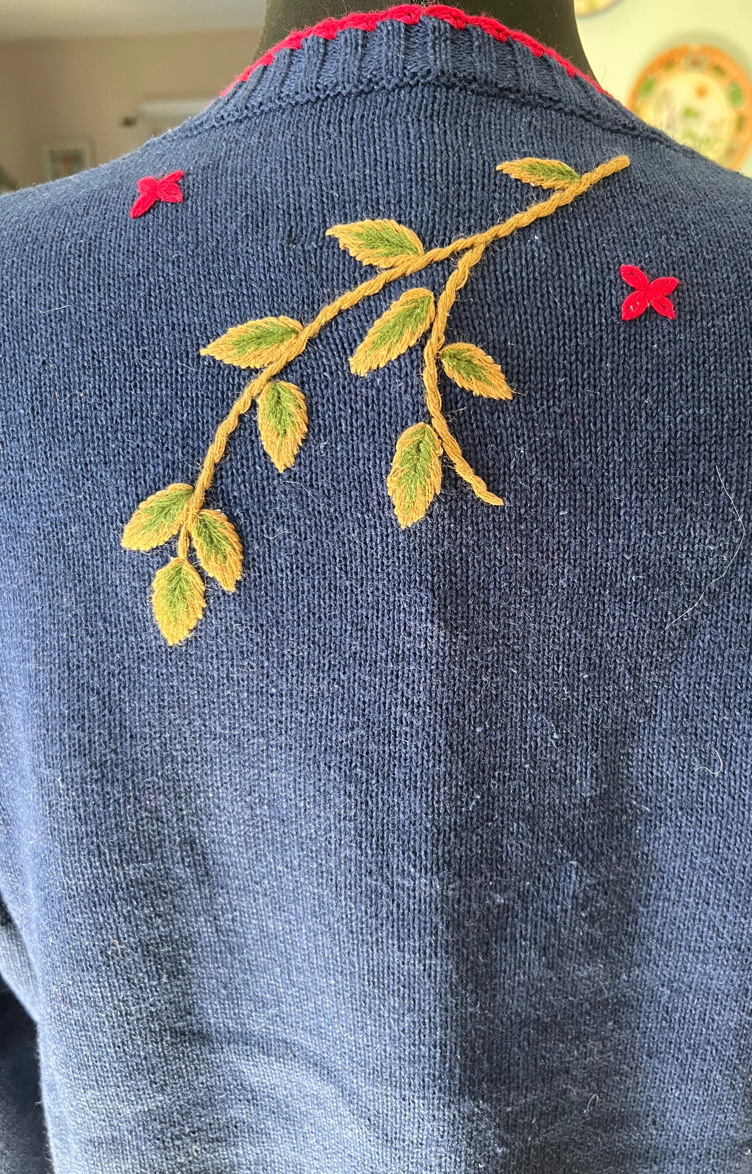 00s Autumn Apple Picking Denim Cardigan. By Elana Carello - Image 3