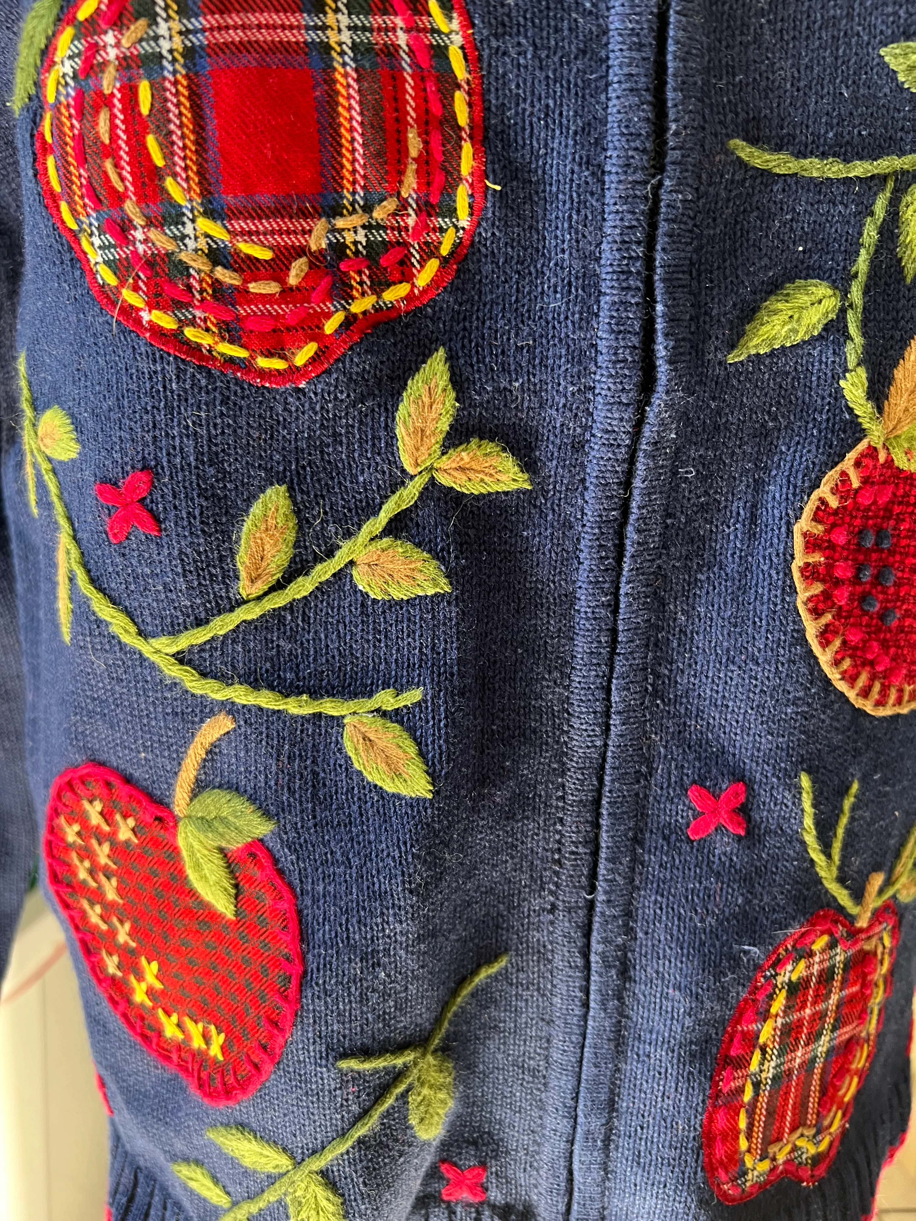 00s Autumn Apple Picking Denim Cardigan. By Elana Carello - Image 5