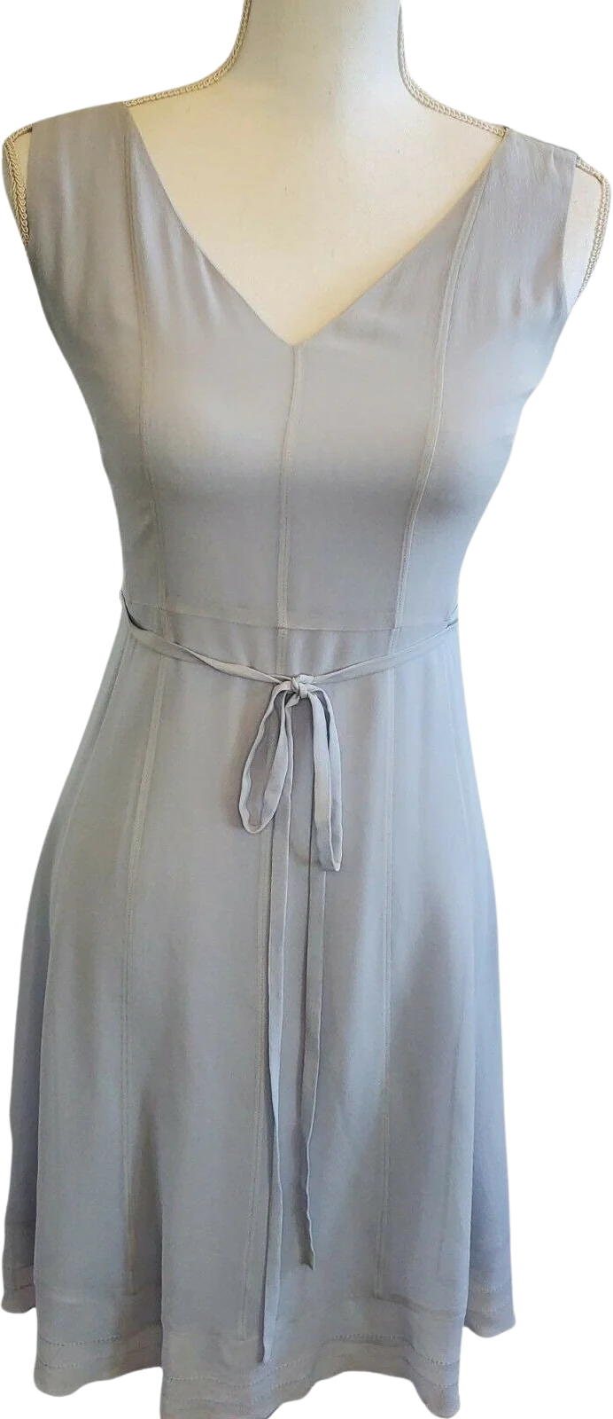 00s Banana Republic Silk Fit N Flare Sleeveless Dress Light Blue V-Neck by Banana Republic