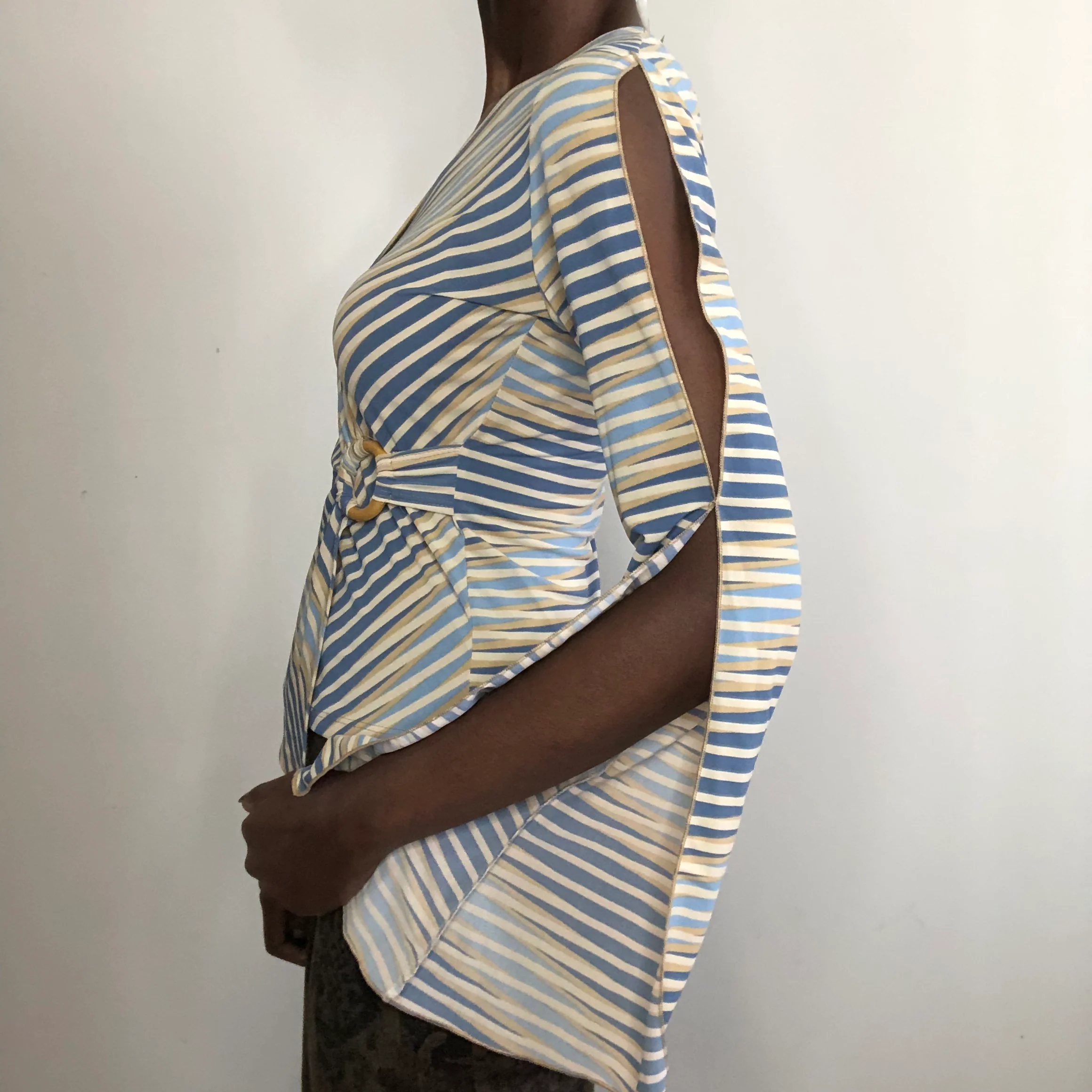00s Bell Sleeve Striped Fairy Top Blouse - Image 8