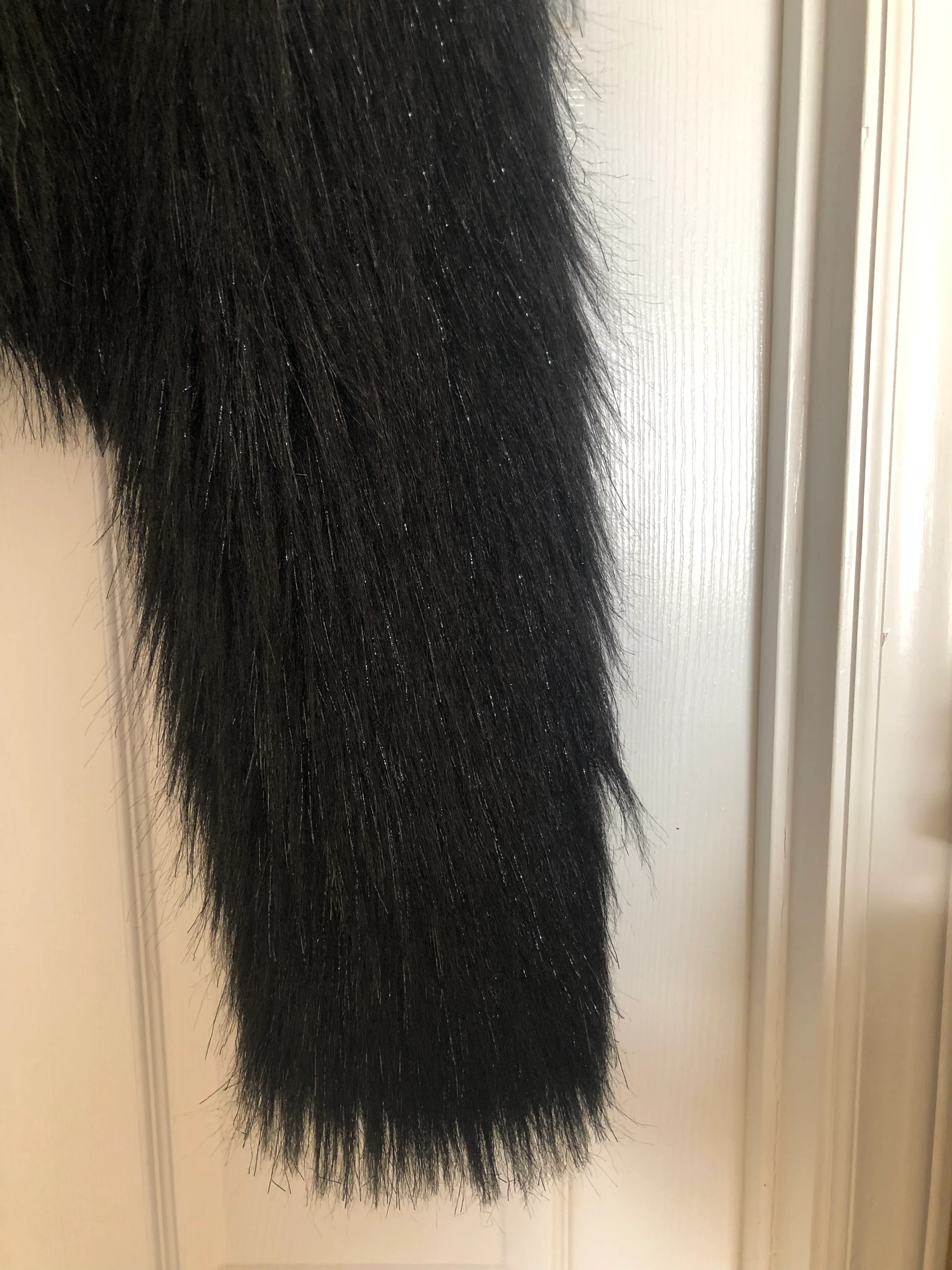 00s Black And Metallic Shaggy Silver Faux Fur Jacket By Lip Service - Image 10