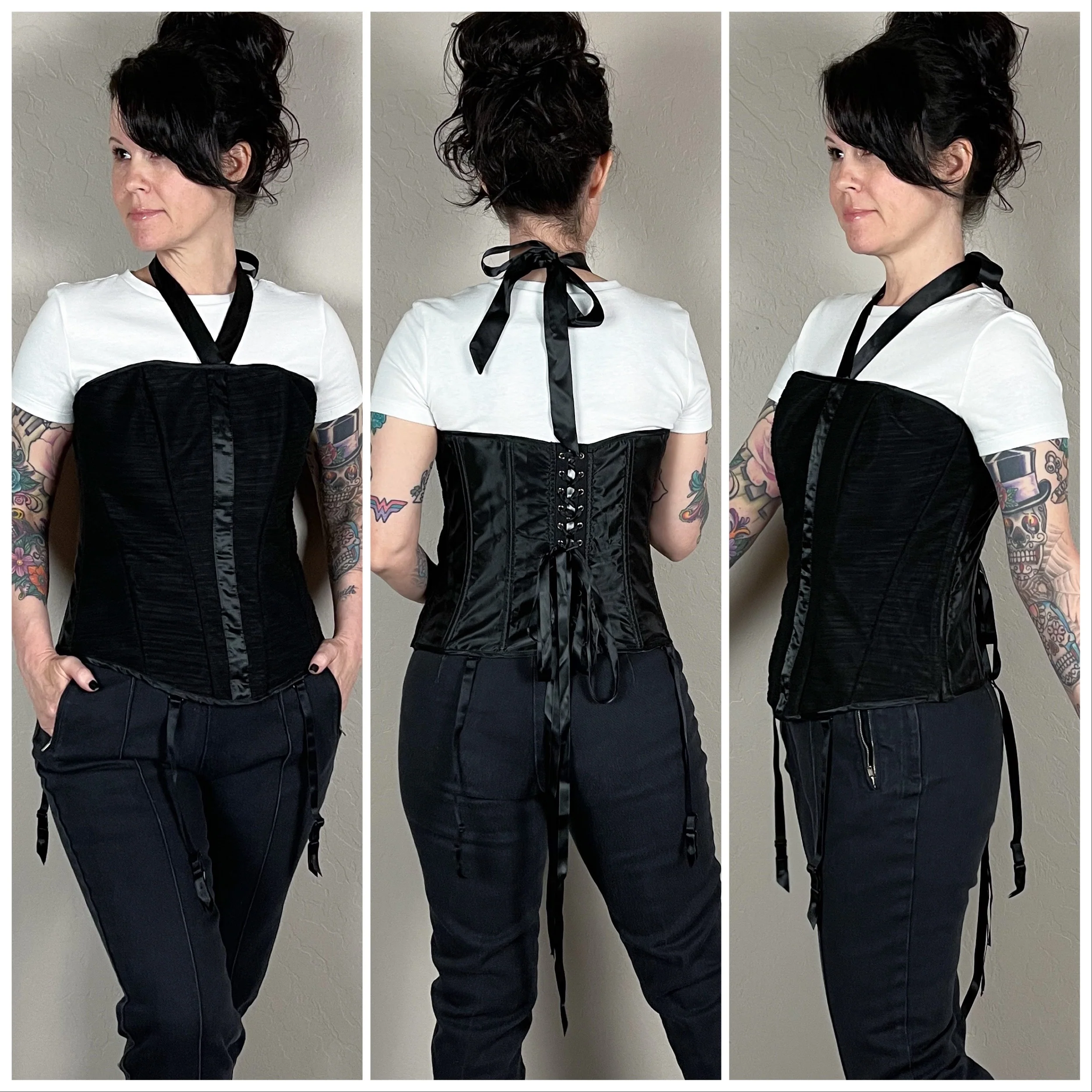 00s Black Back Lace Up Corset By Frederick's of Hollywood - Image 3
