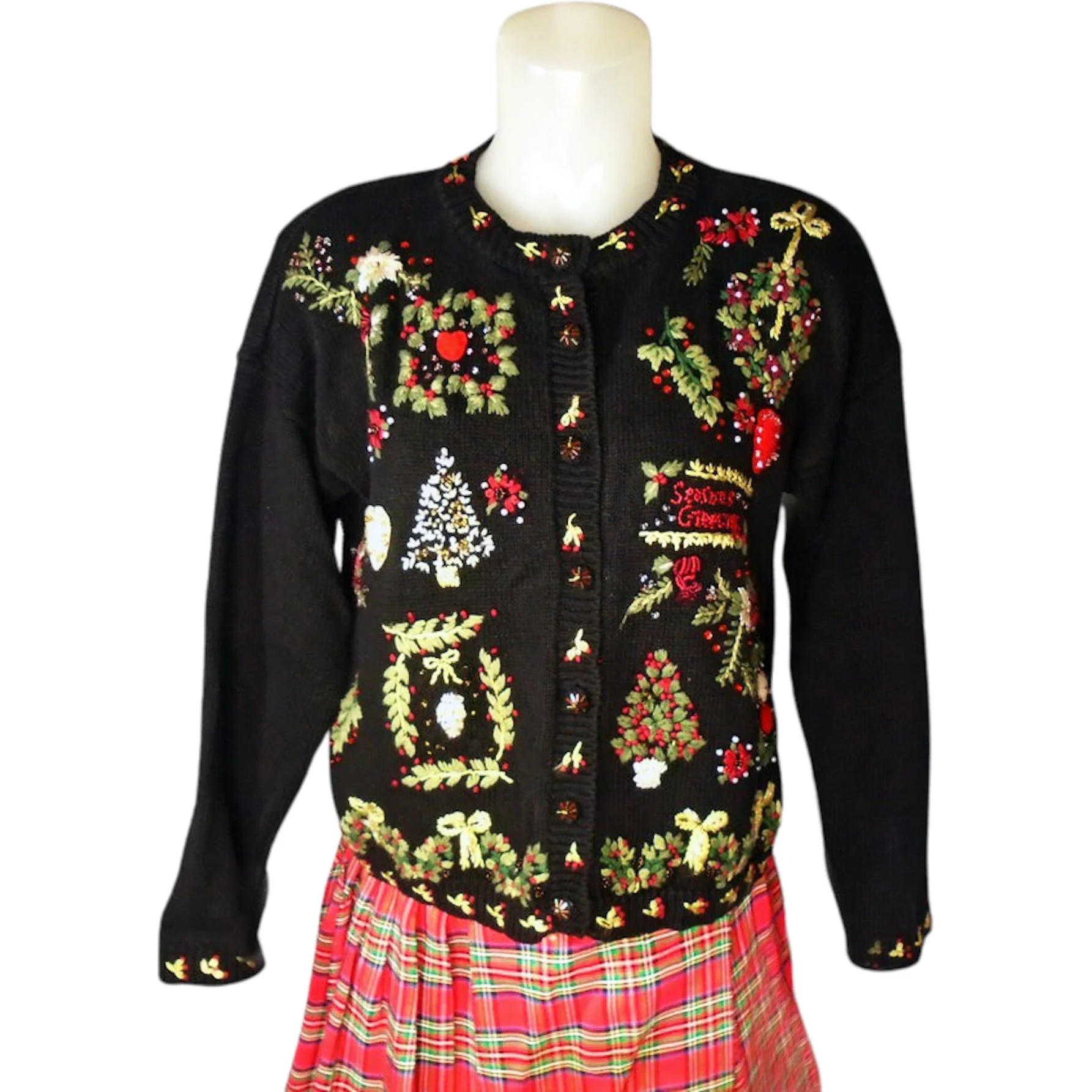 00s Black Christmas Sweater Lavish Ornate Not Ugly By Tiara - Image 10