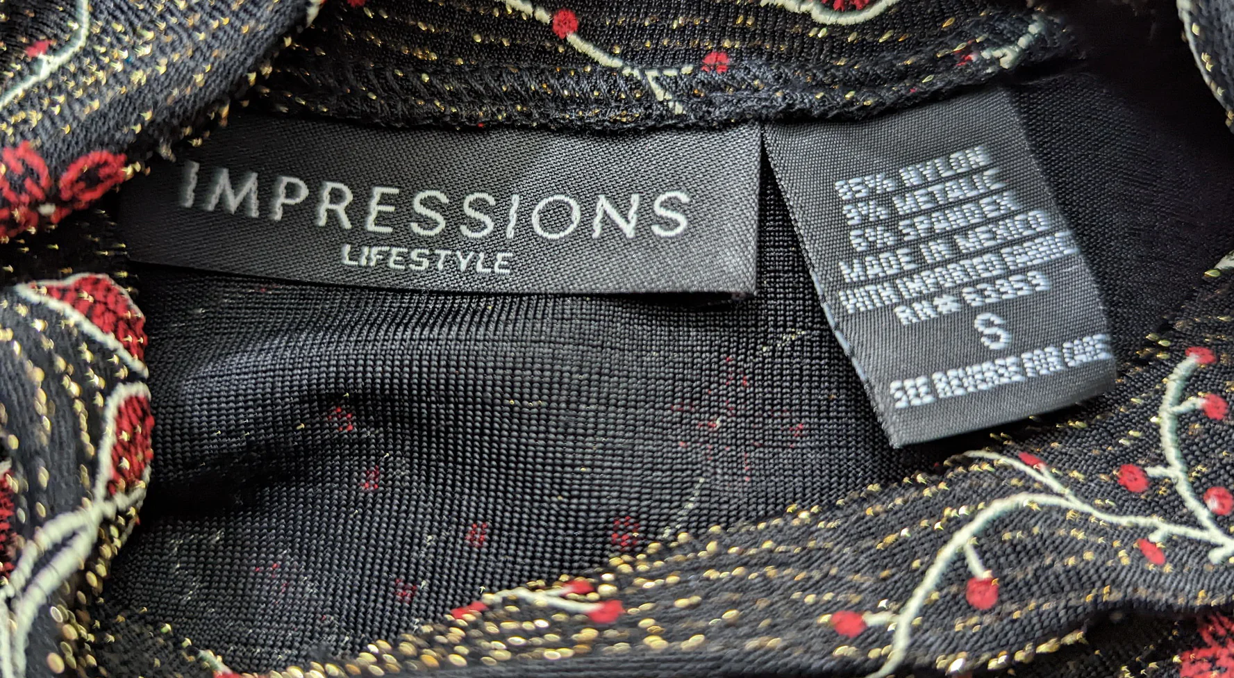00s Black Floral Print Metallic Sleeveless Top By Impressions Lifestyle - Image 7