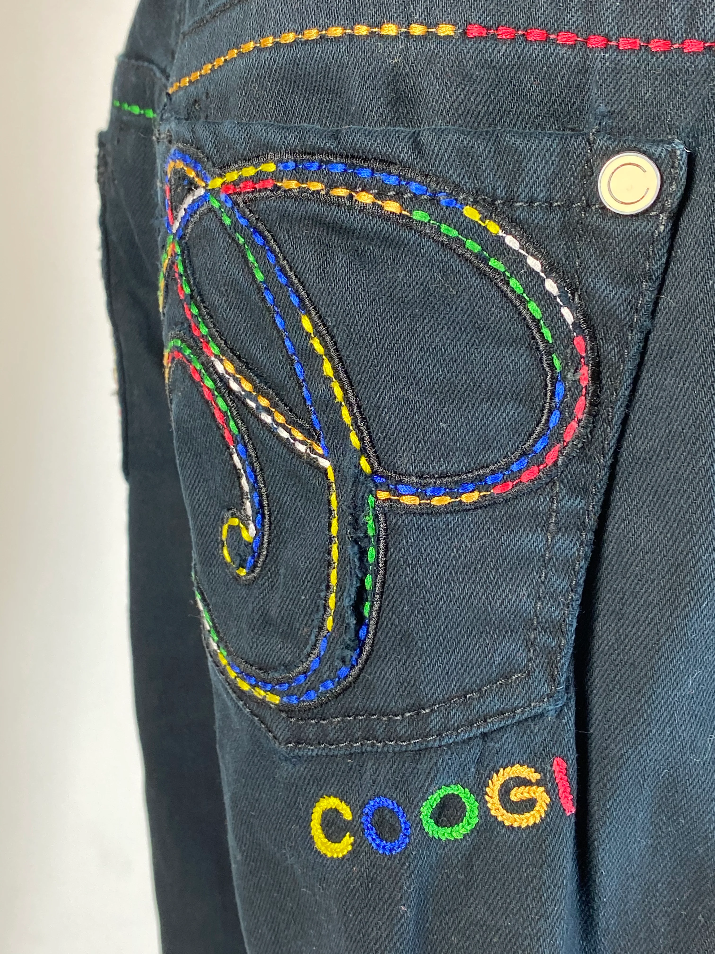 00s Black Hugh Waist Skinny Jeans With Embroidery By Coogi - Image 15