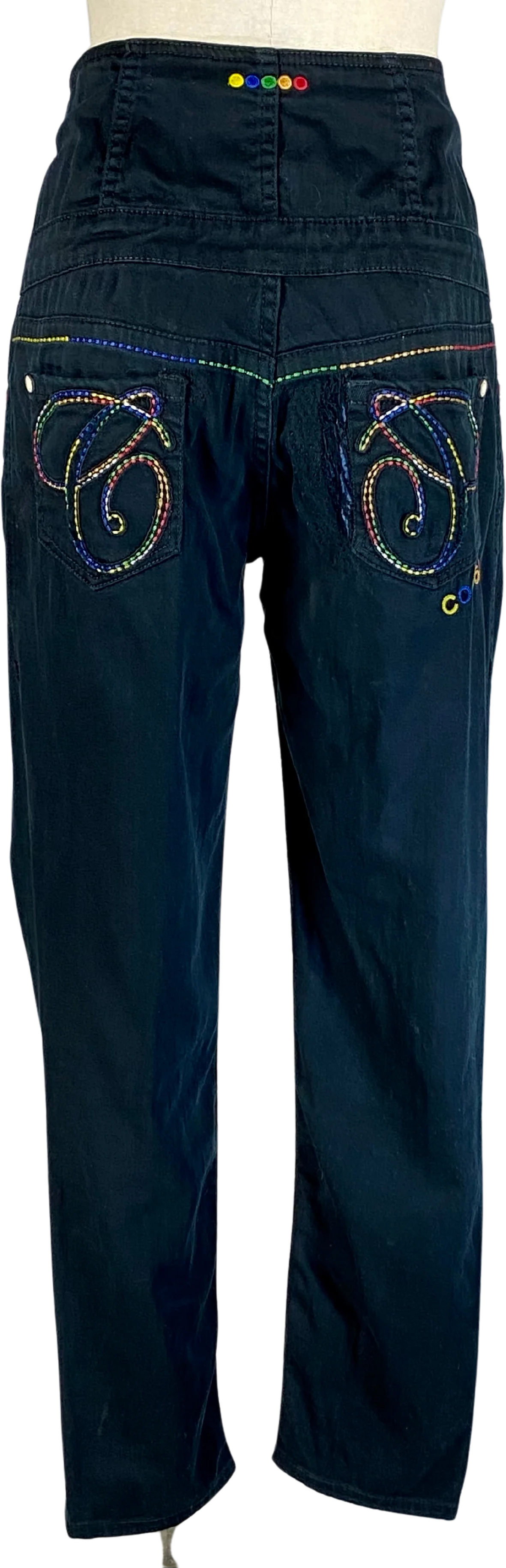 00s Black Hugh Waist Skinny Jeans With Embroidery By Coogi - Image 2
