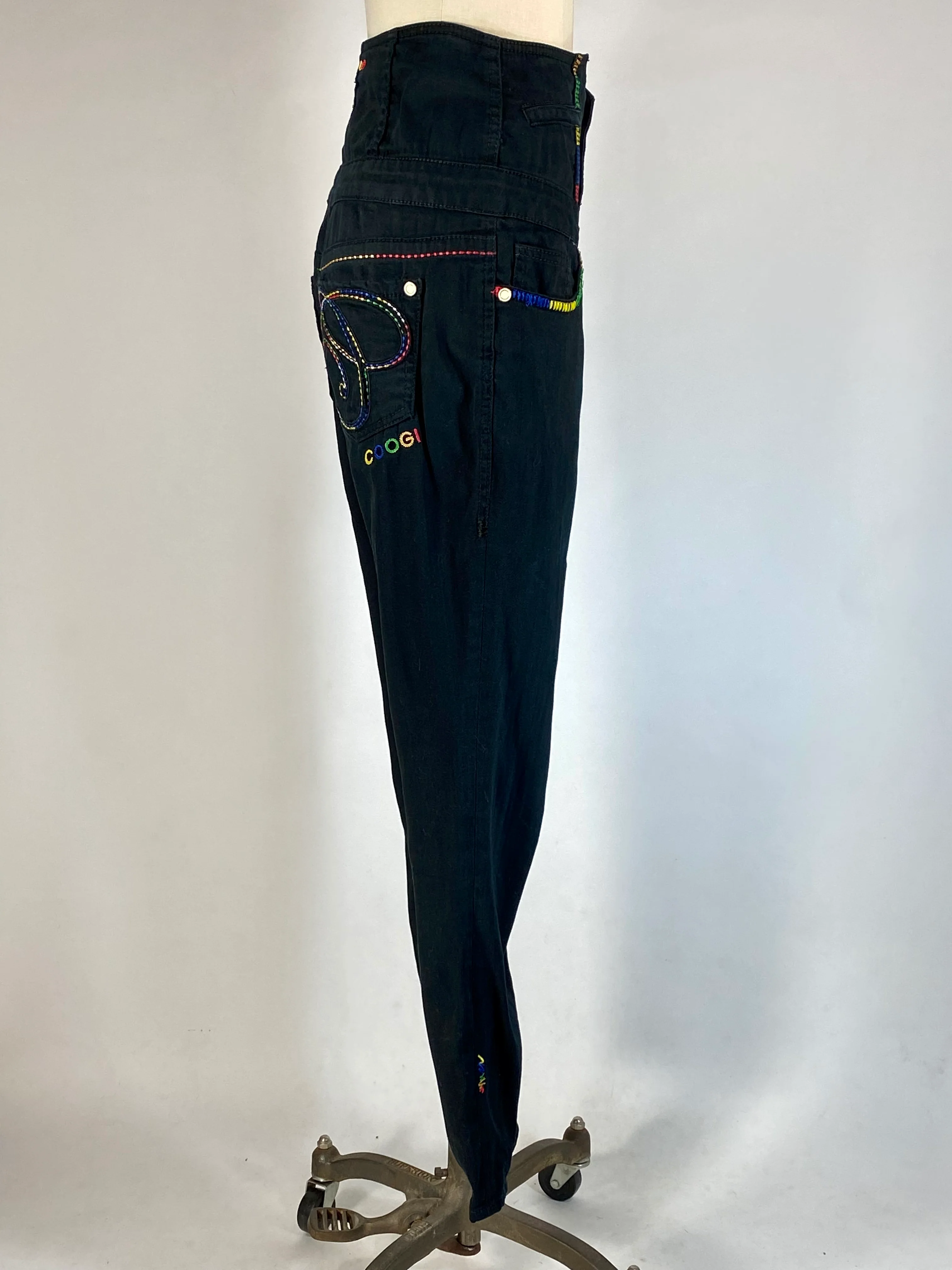 00s Black Hugh Waist Skinny Jeans With Embroidery By Coogi - Image 7