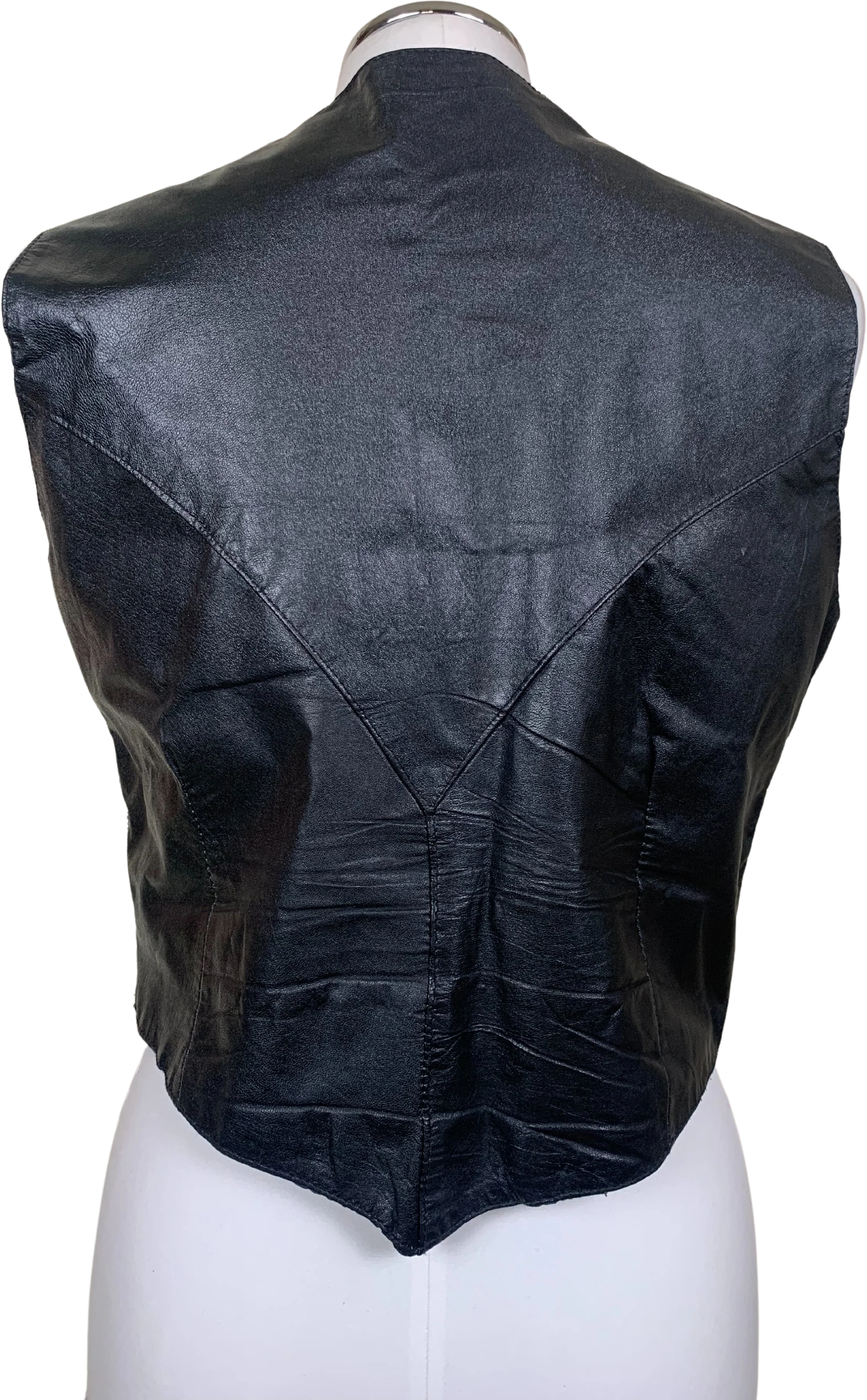 00s Black Leather Motorcycle Vest with Patches by Hudson Leather - Image 2