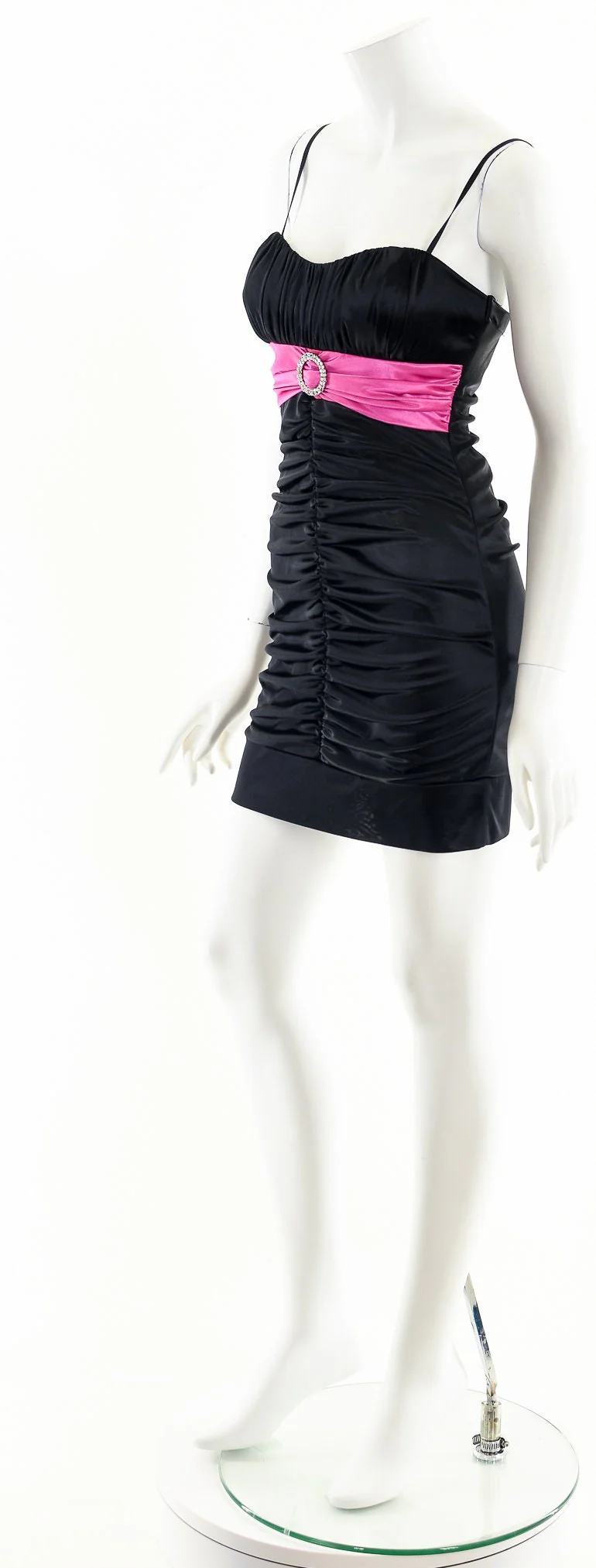 00s Black Satin Strappy Club Princess Mini Dress by Ruby Rox - Image 10