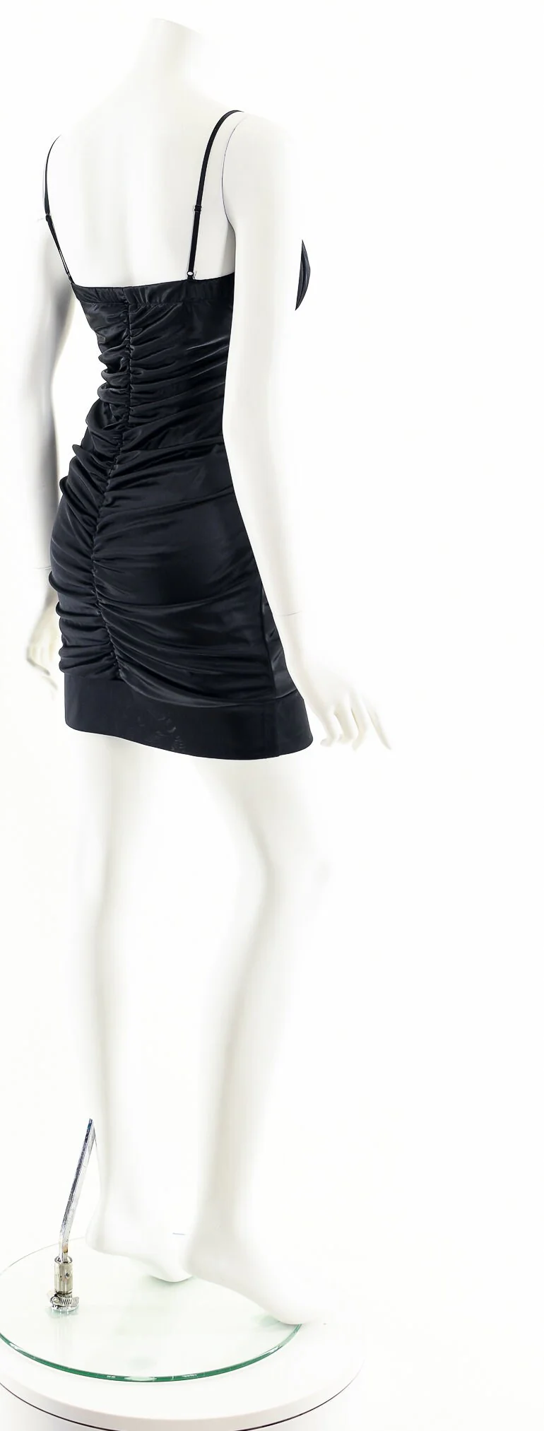 00s Black Satin Strappy Club Princess Mini Dress by Ruby Rox - Image 6