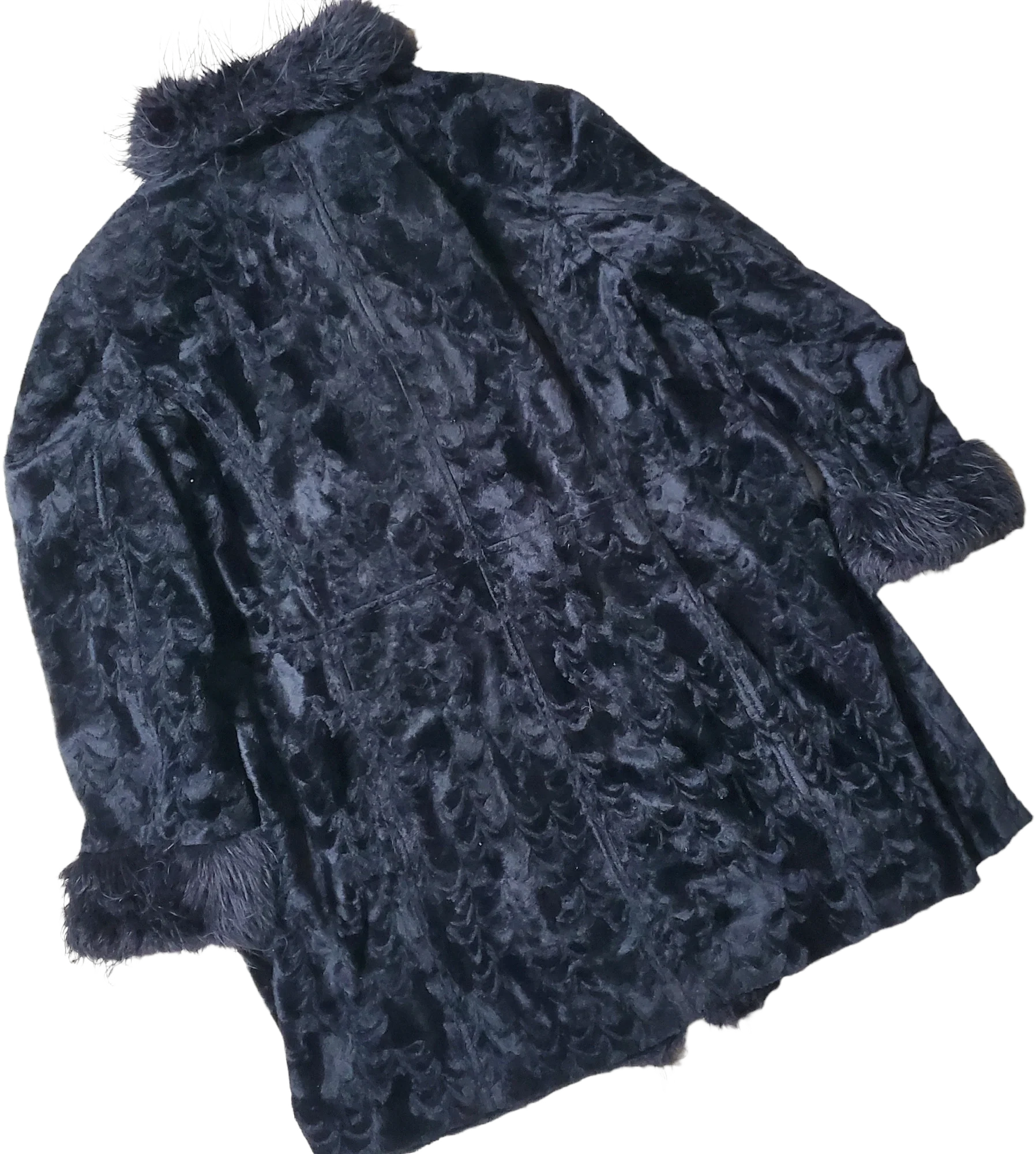 00s Black Shaggy Faux Fur Penny Lane Mid-length Coat By Mixit - Image 2