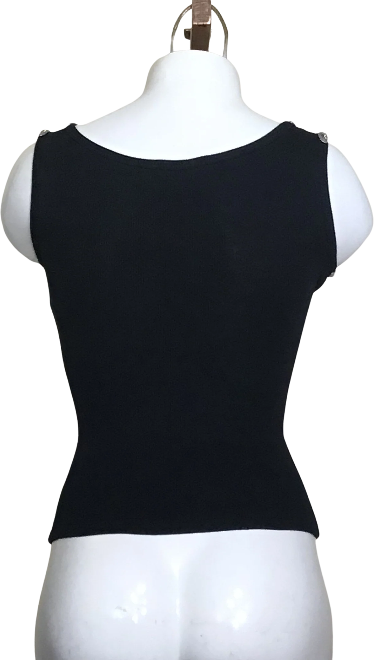 00s Black Sleeveless Tank Top With Rhinestone Accents By Nally & Millie - Image 2
