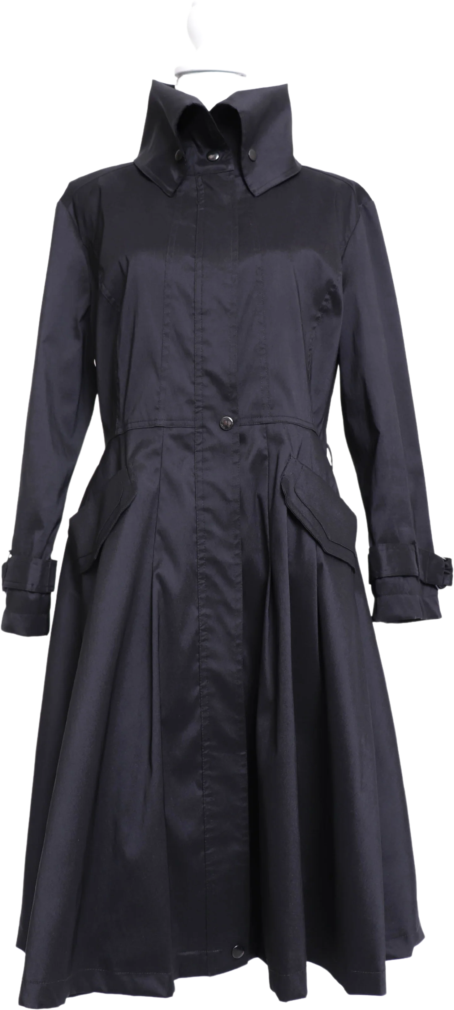 00s Black Trench Coat Dress L by  Don's Collection