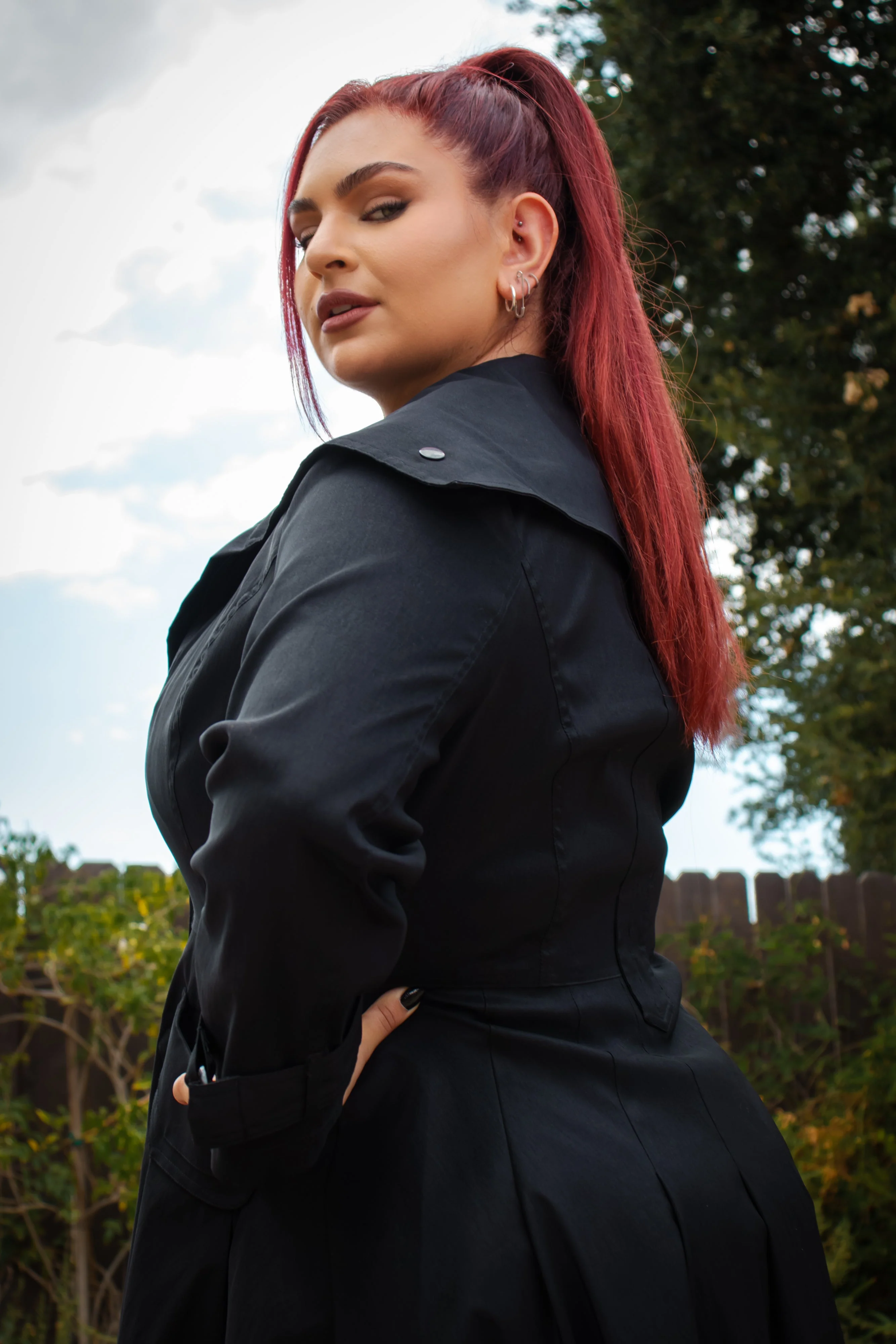 00s Black Trench Coat Dress L by  Don's Collection - Image 6