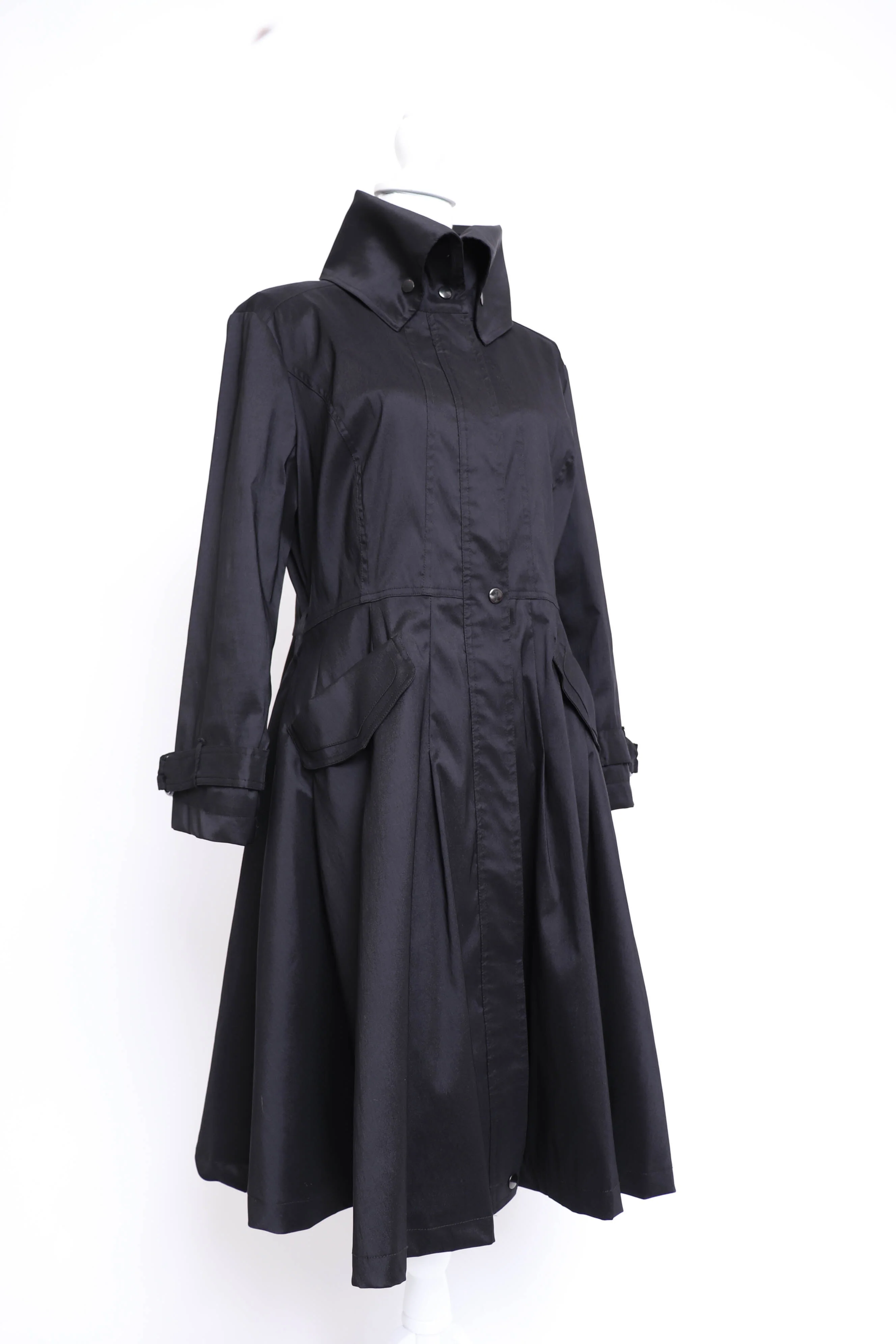 00s Black Trench Coat Dress L by  Don's Collection - Image 8
