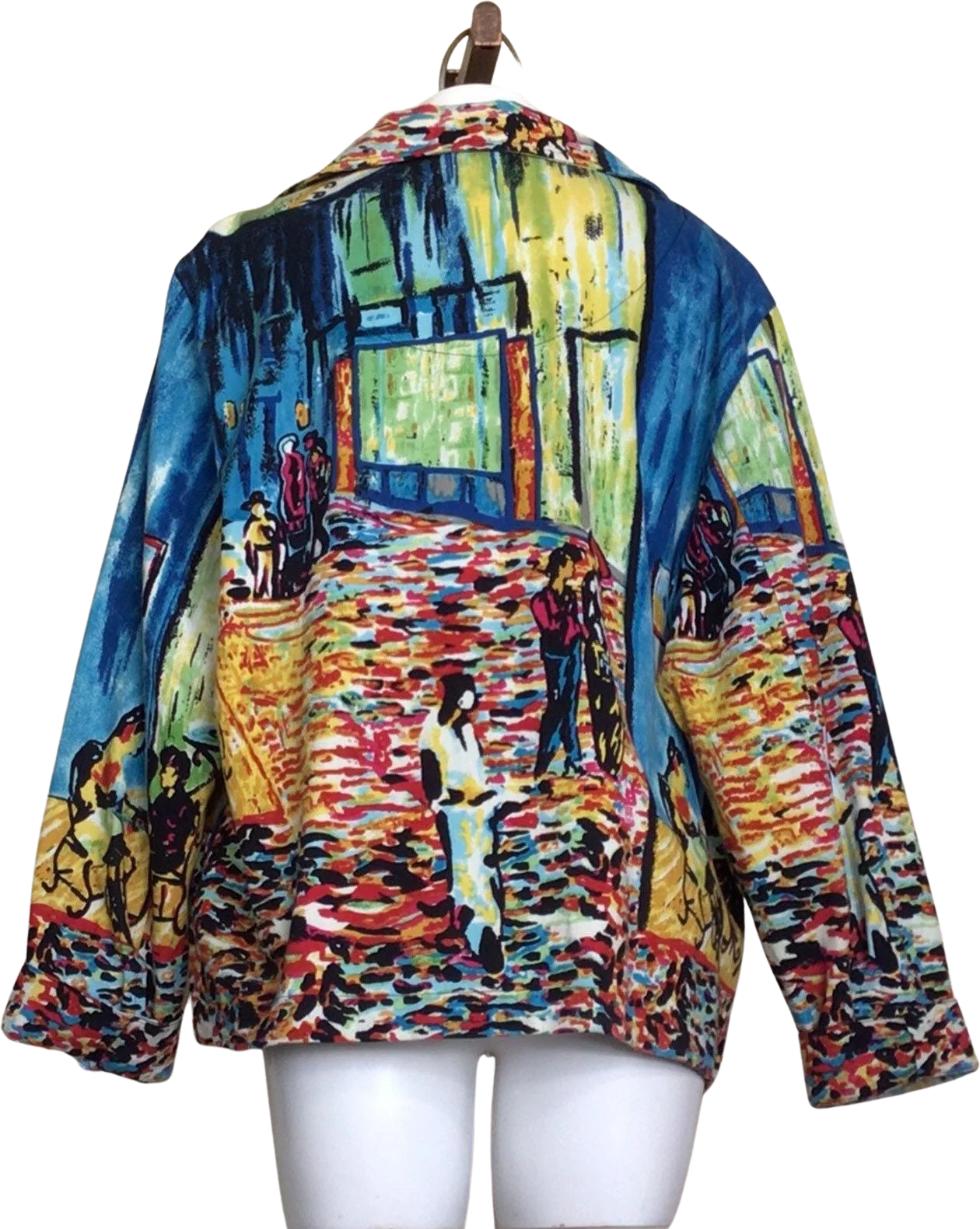 00s Blue Multicolor Village Scene Button Blazer Jacket By Drapers & Diamonds - Image 2
