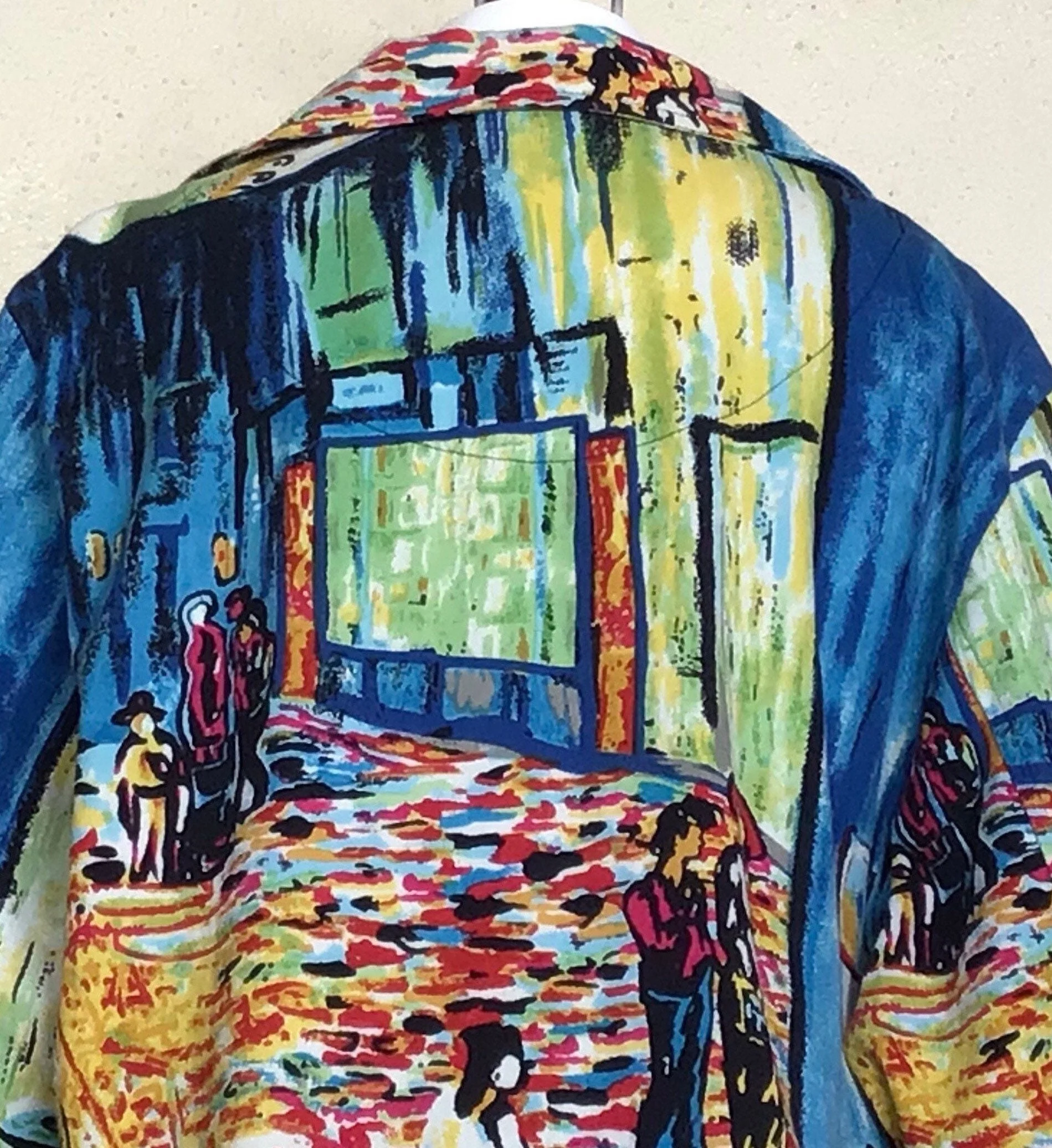 00s Blue Multicolor Village Scene Button Blazer Jacket By Drapers & Diamonds - Image 6