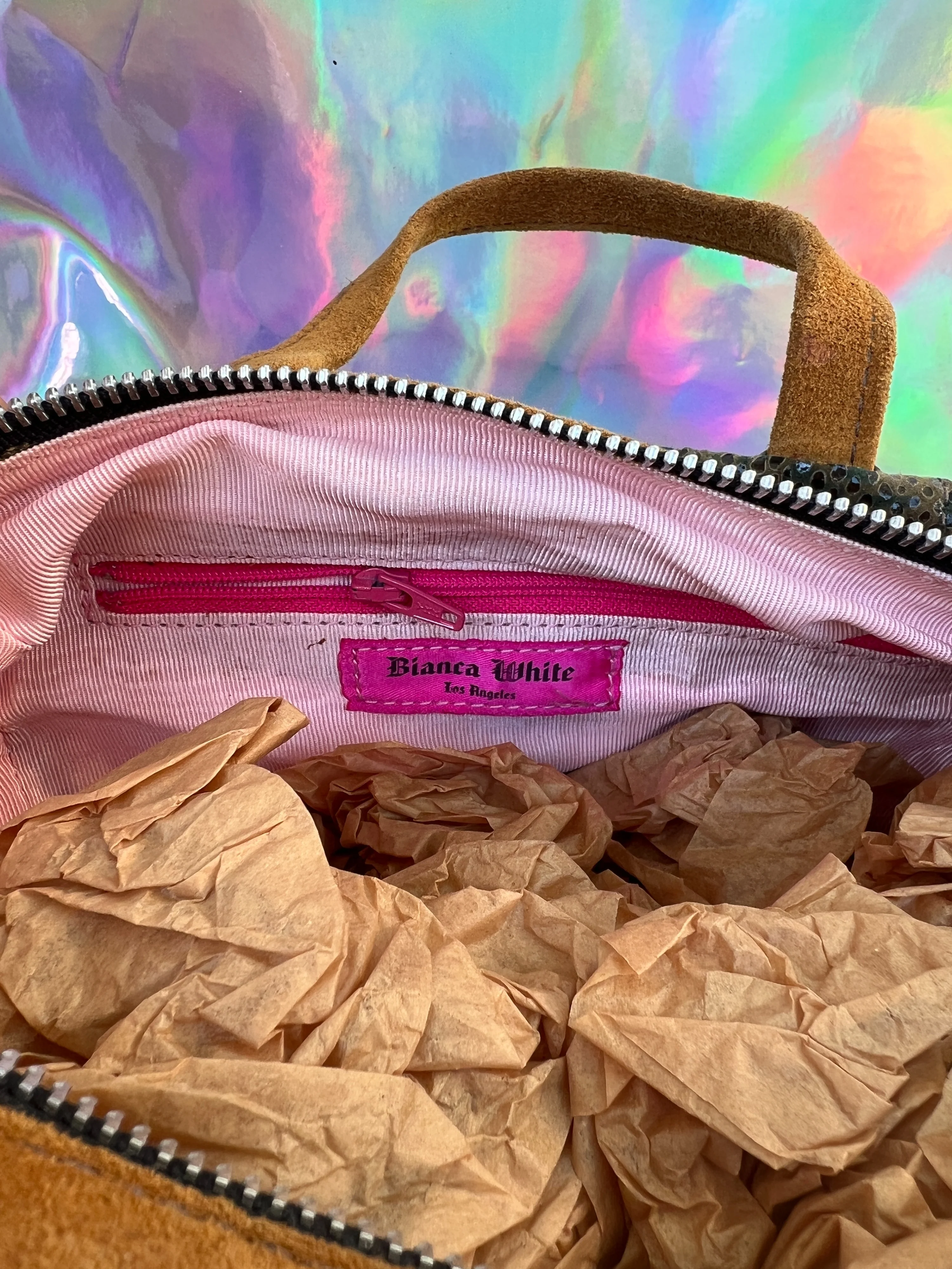 00s Brown Faux Reptile and Suede Doctors Bag by Bianca White - Image 3