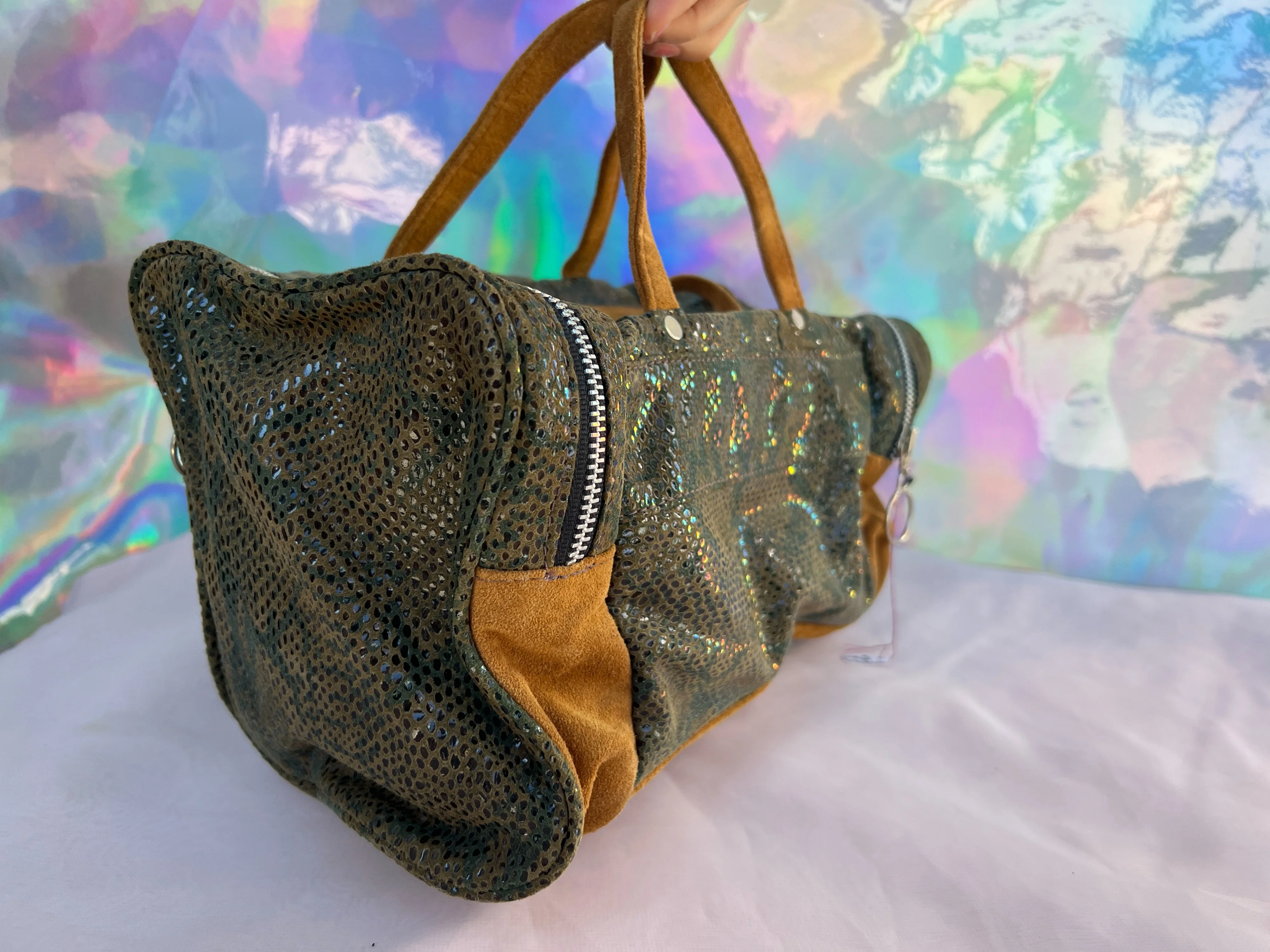 00s Brown Faux Reptile and Suede Doctors Bag by Bianca White - Image 5