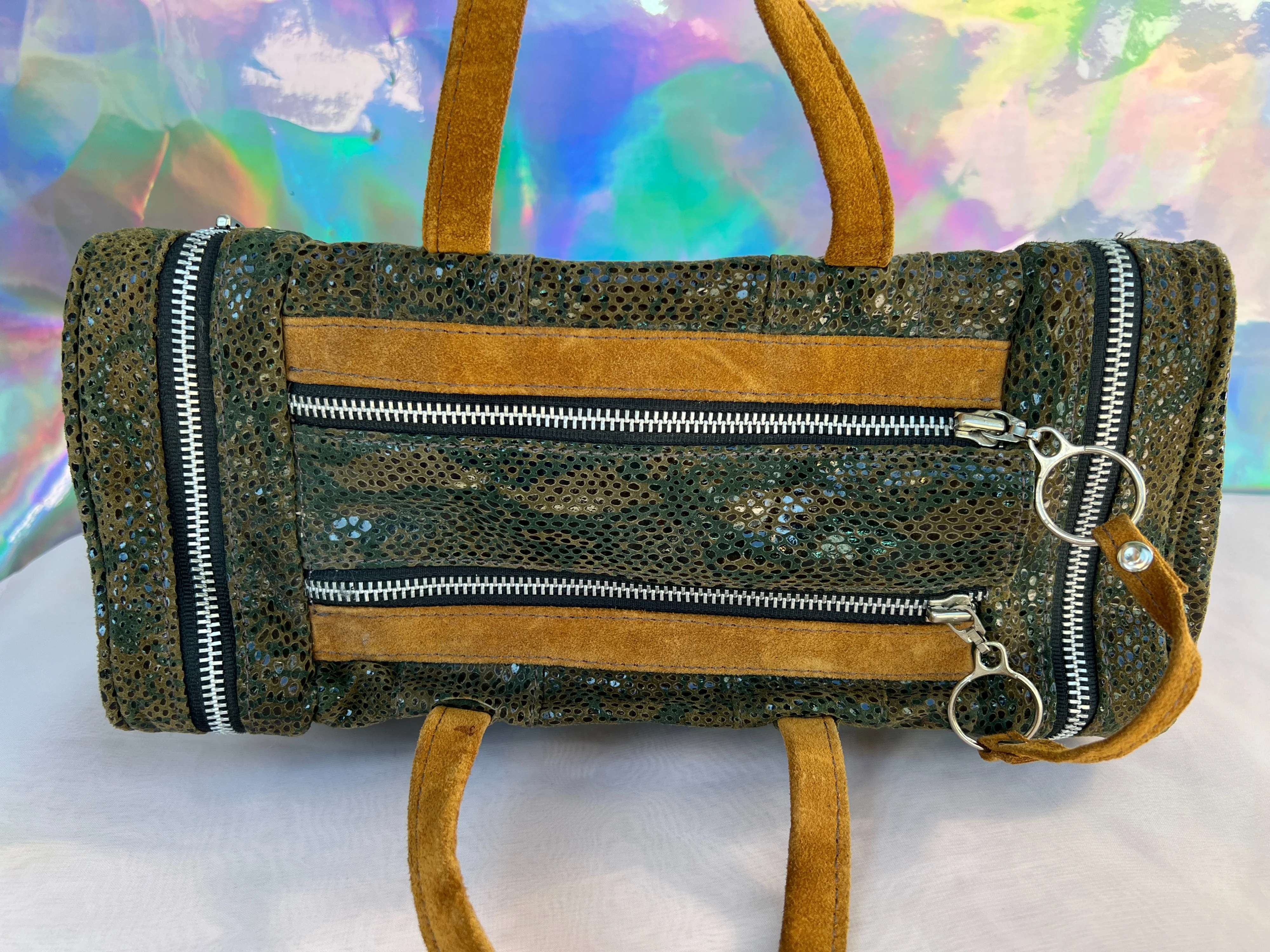 00s Brown Faux Reptile and Suede Doctors Bag by Bianca White - Image 7