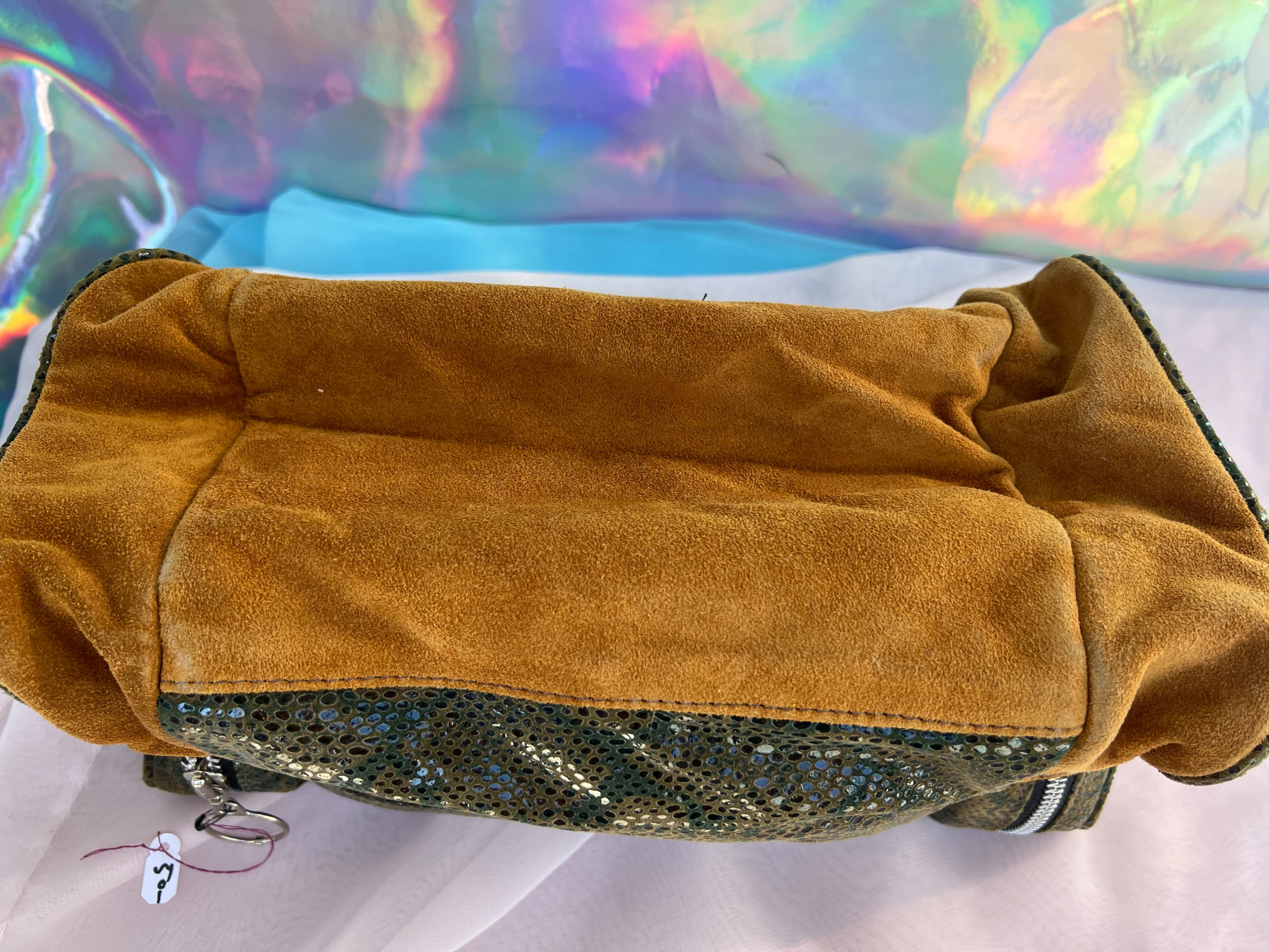00s Brown Faux Reptile and Suede Doctors Bag by Bianca White - Image 8