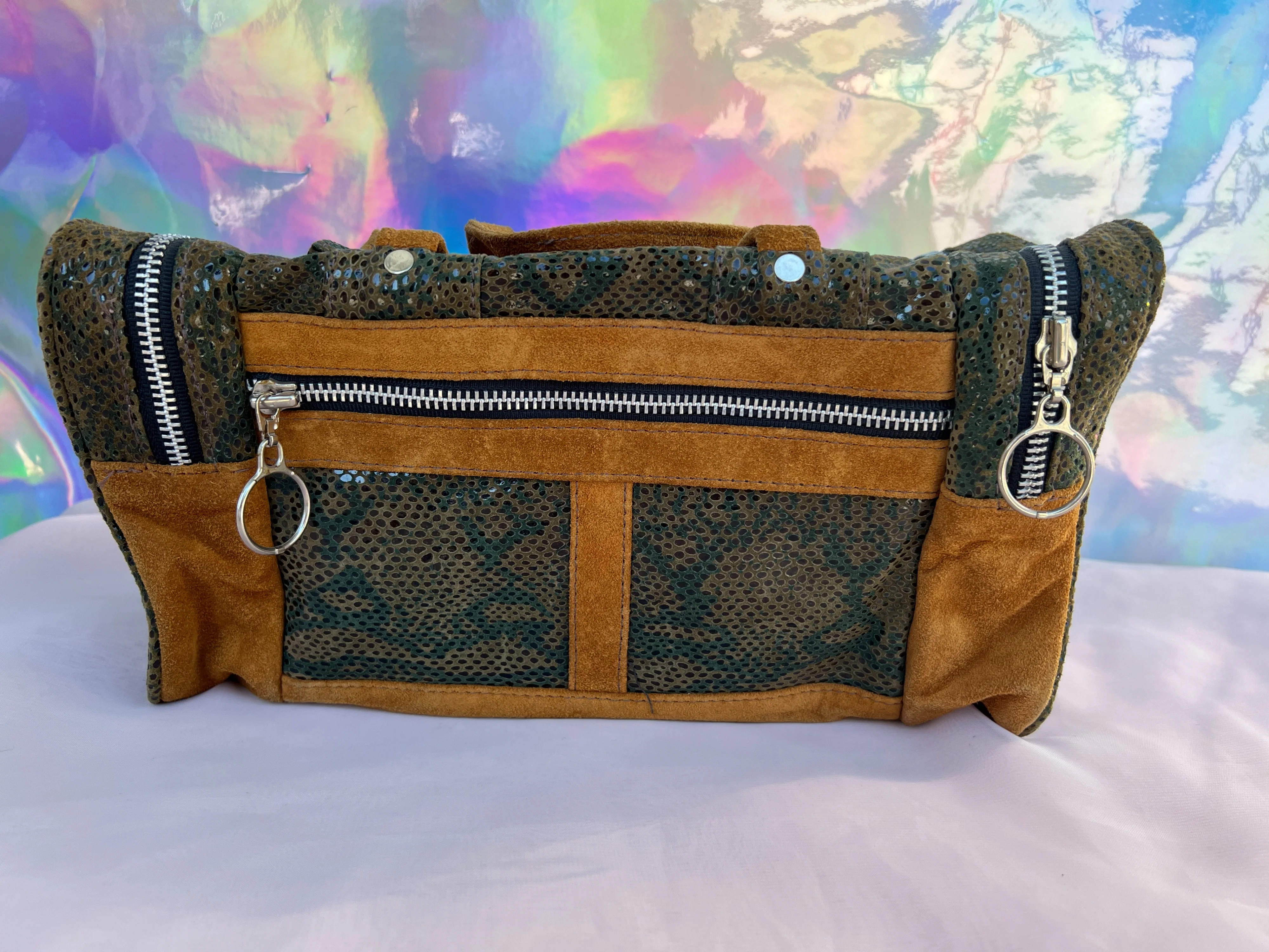 00s Brown Faux Reptile and Suede Doctors Bag by Bianca White - Image 9