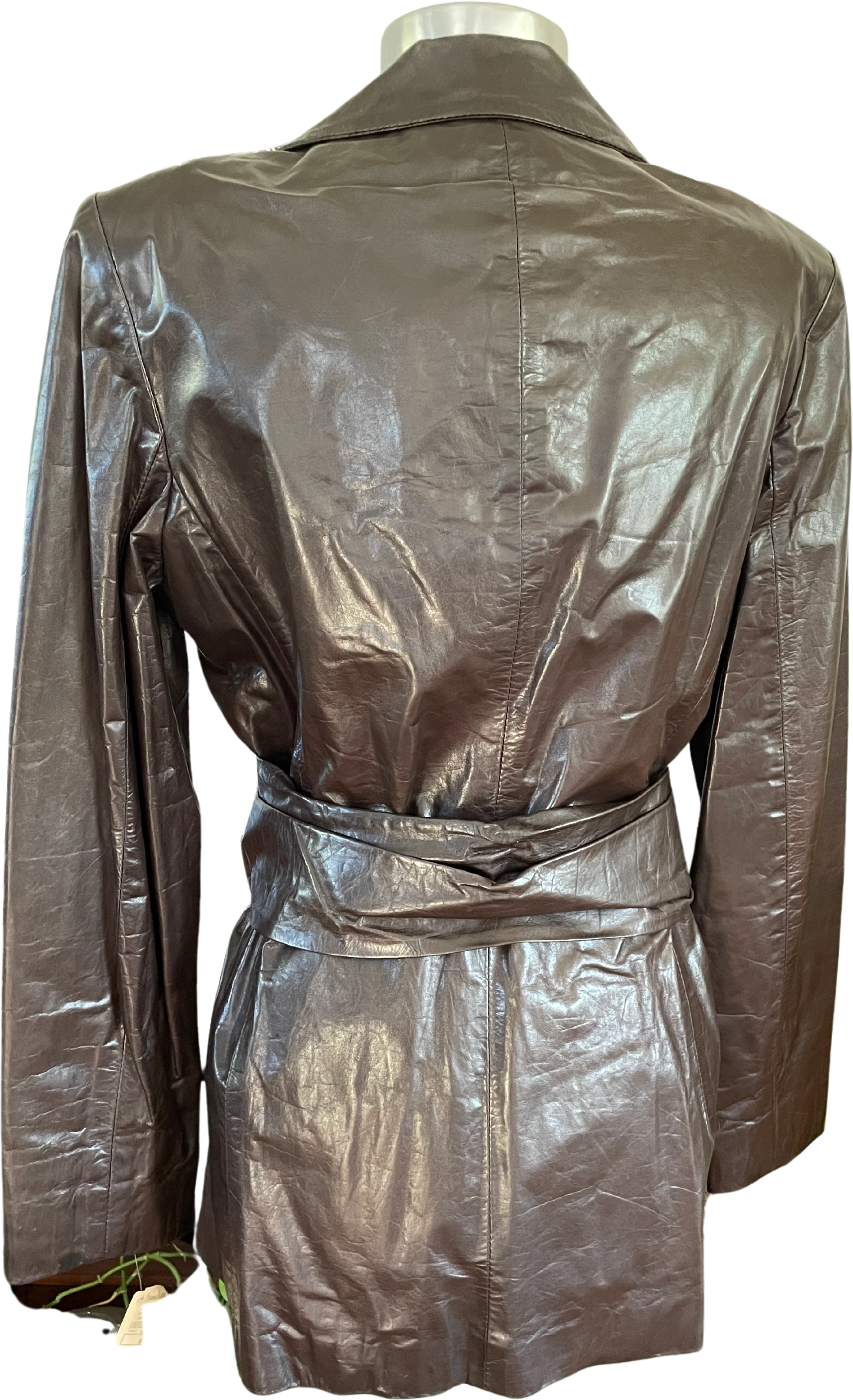00s Brown Leather Blazer Jacket Nwt Neiman Marcus By Bill Blass - Image 2