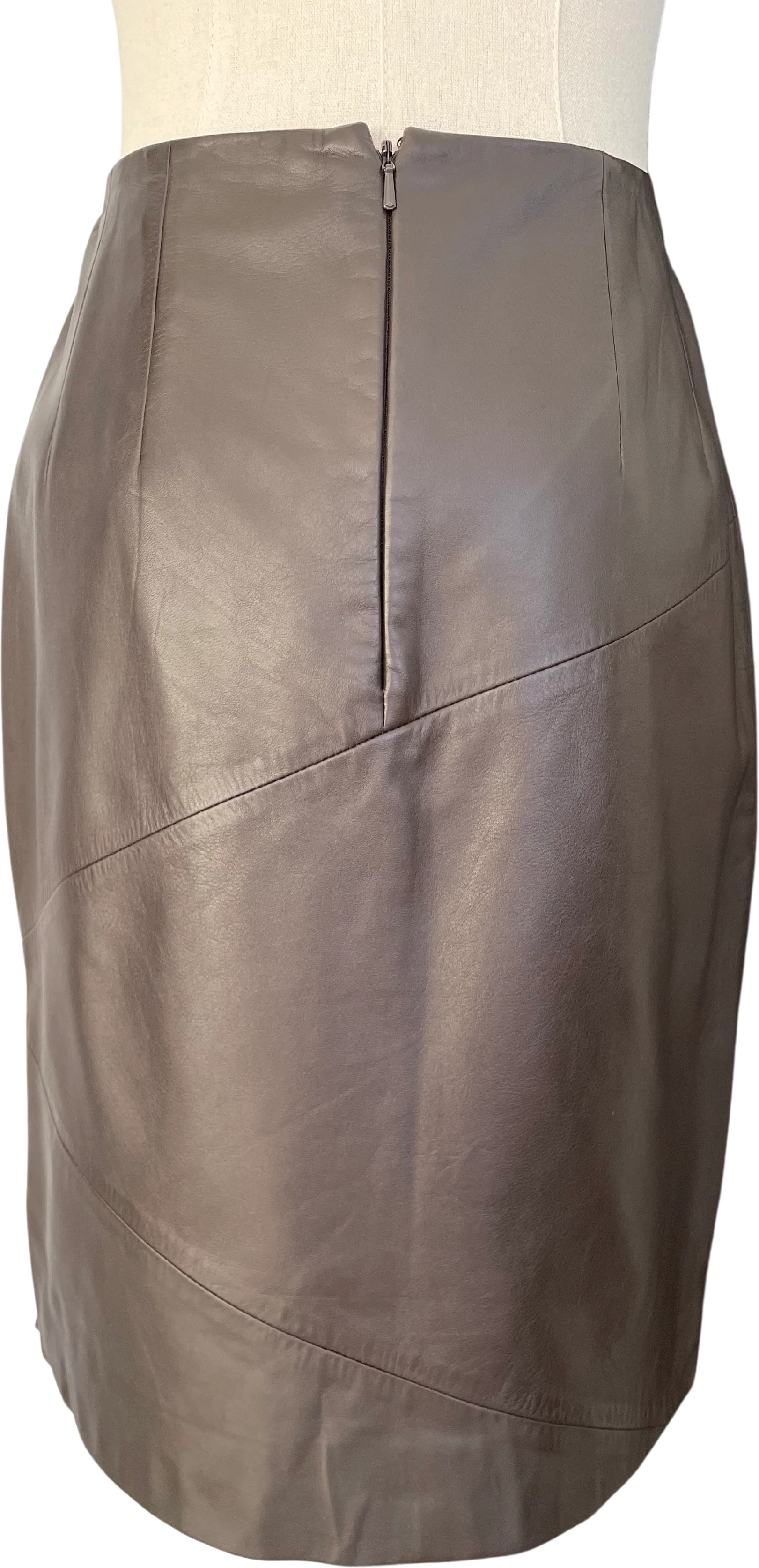 00s Brown Leather Pencil Skirt By Worth - Image 2