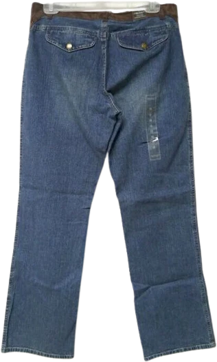00s Brown Suede Leather Trim Blue Denim Jeans By Ralph Lauren Jeans Co. - Image 2