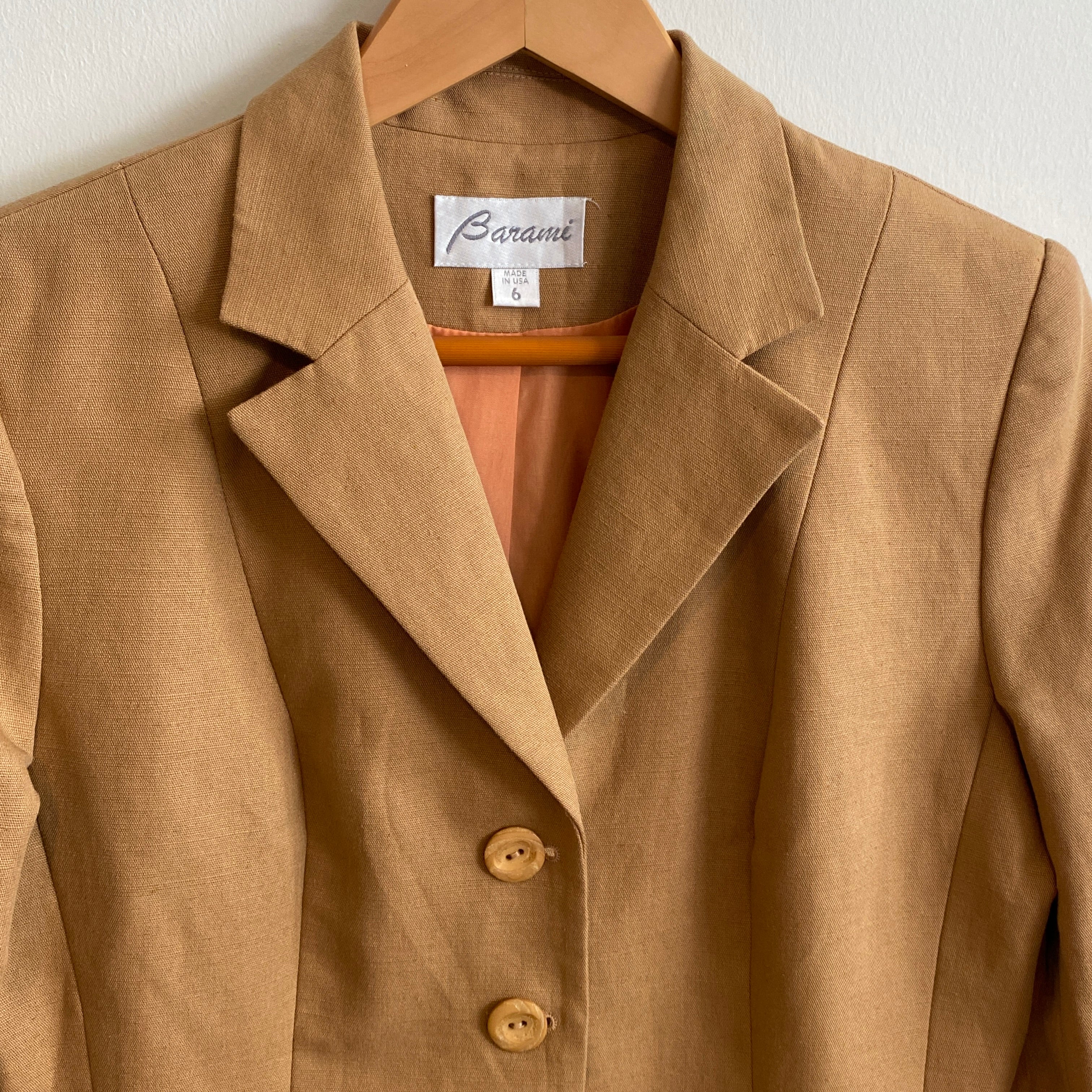 00s Camel Linen All Season Blazer By Barami - Image 10