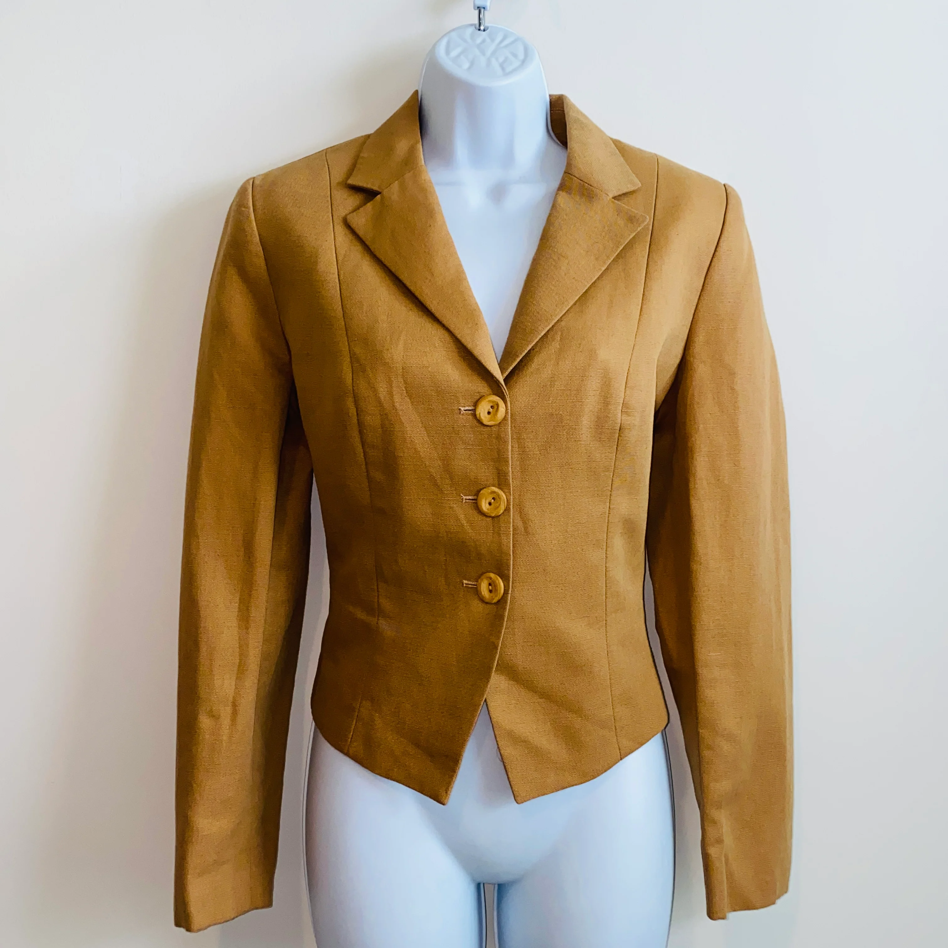 00s Camel Linen All Season Blazer By Barami - Image 3