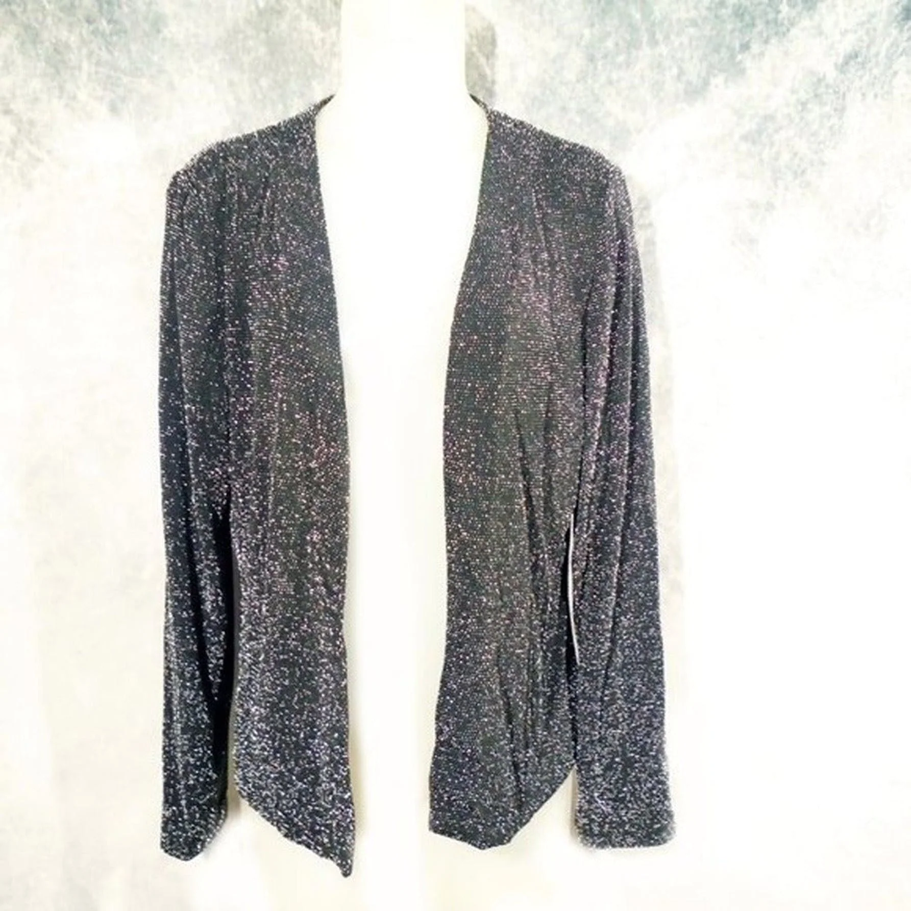 00s Cardigan And Top, Sparkly Twin Set, Black Silver By Xscape - Image 10