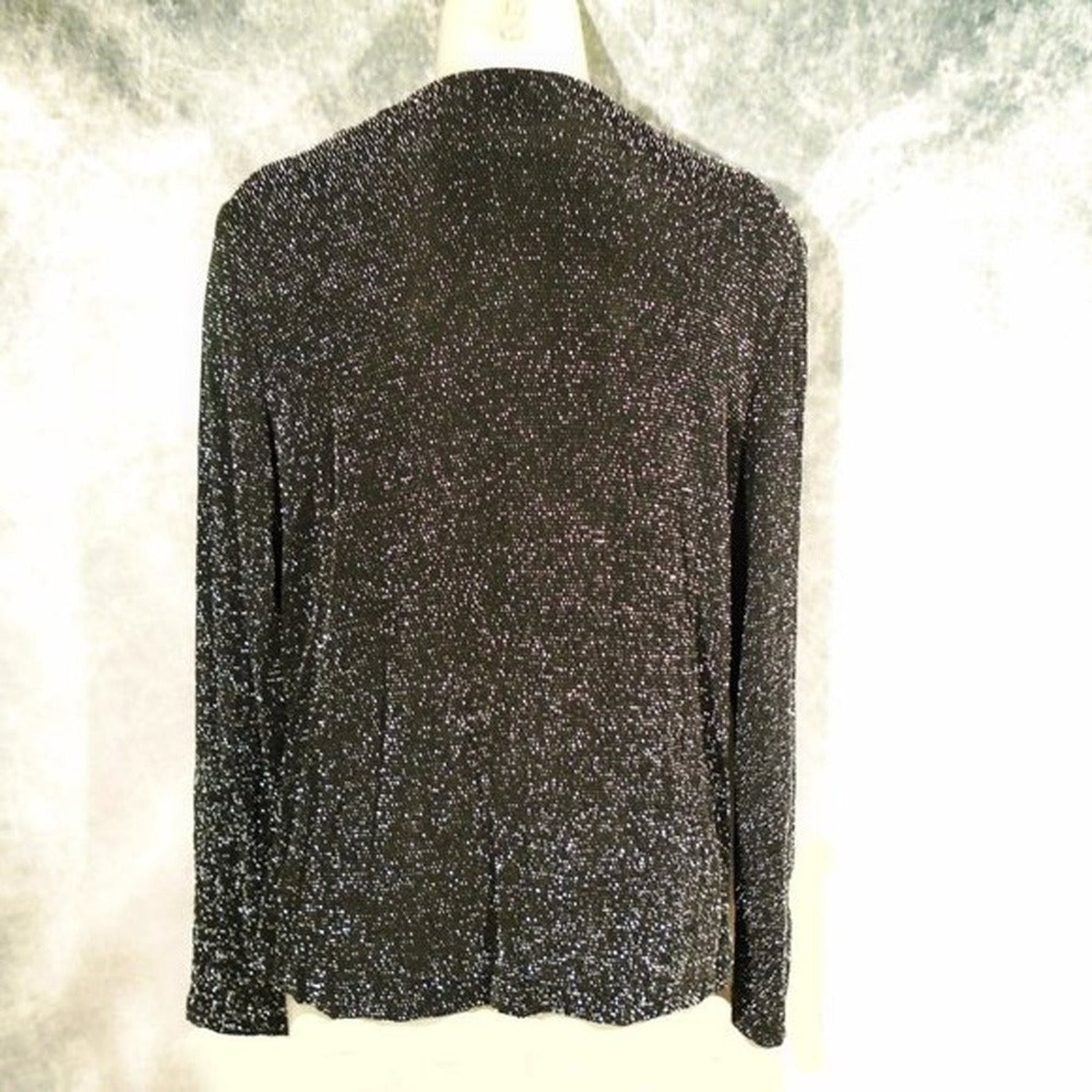 00s Cardigan And Top, Sparkly Twin Set, Black Silver By Xscape - Image 2
