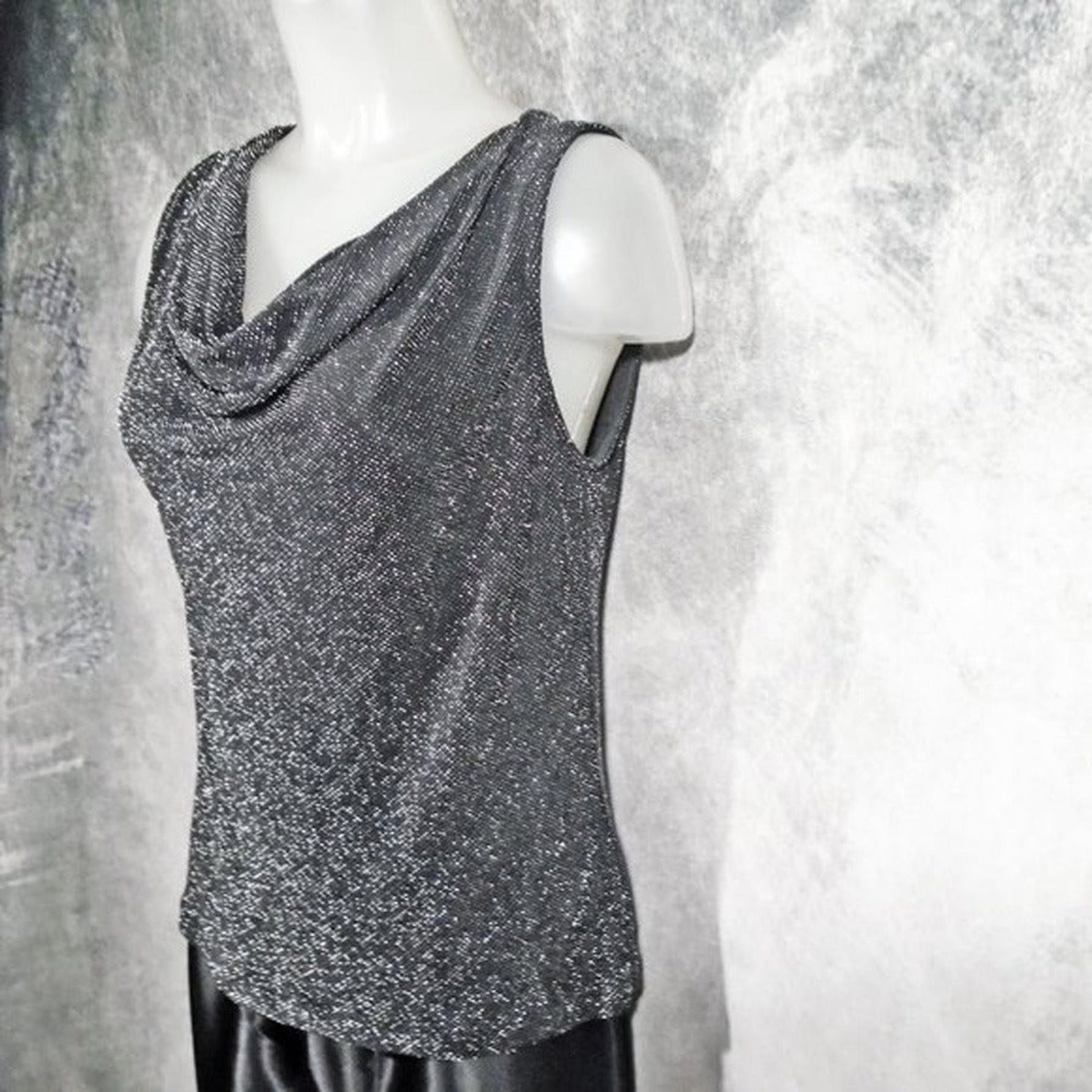 00s Cardigan And Top, Sparkly Twin Set, Black Silver By Xscape - Image 4