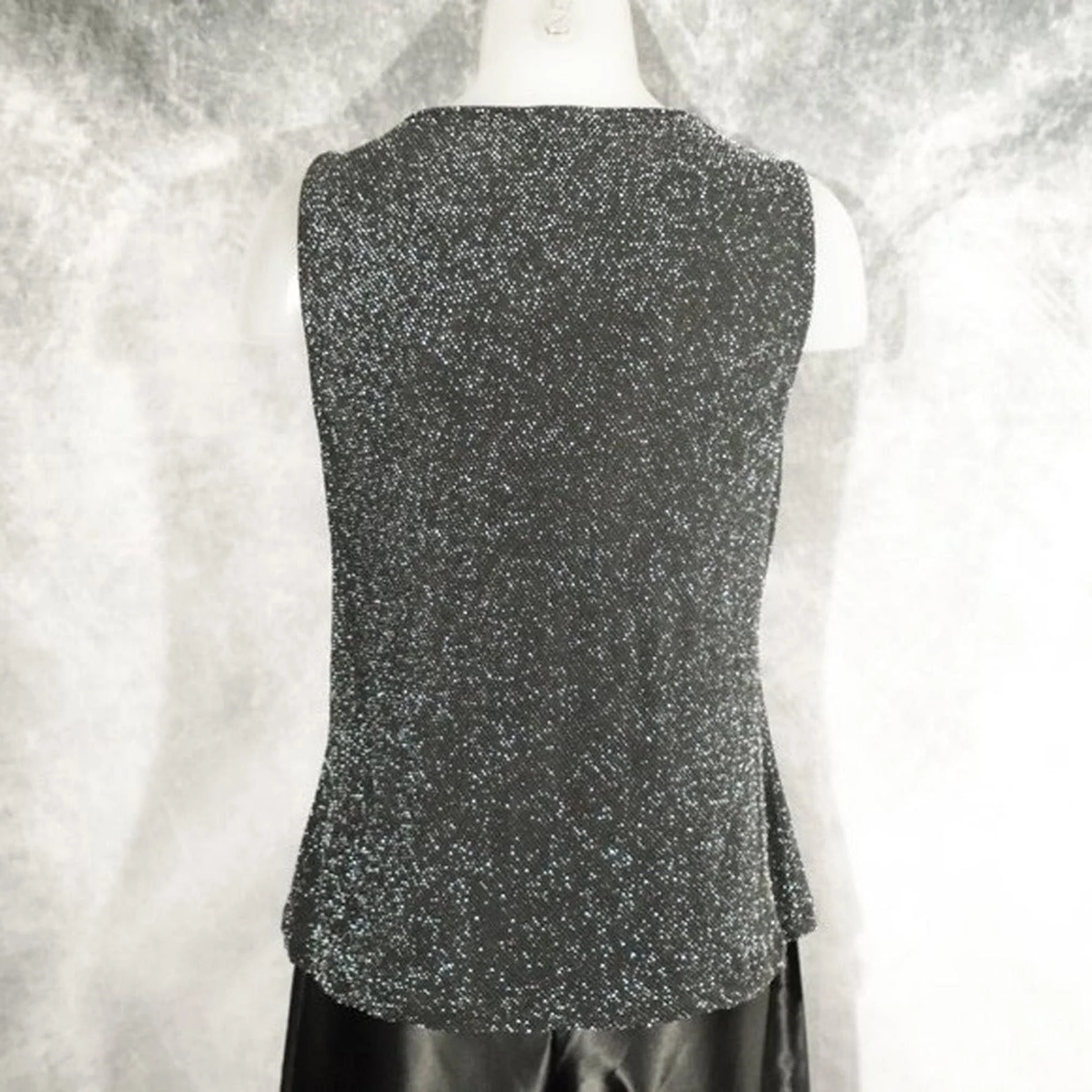 00s Cardigan And Top, Sparkly Twin Set, Black Silver By Xscape - Image 5