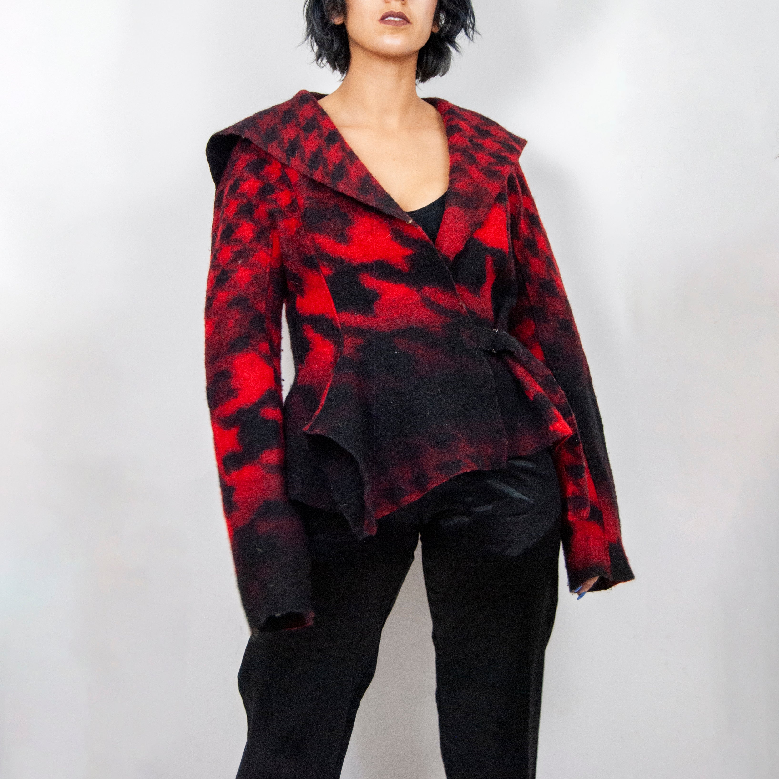 00s Checkered Avant Garde Wool Blazer By Ivan Grundahl - Image 2