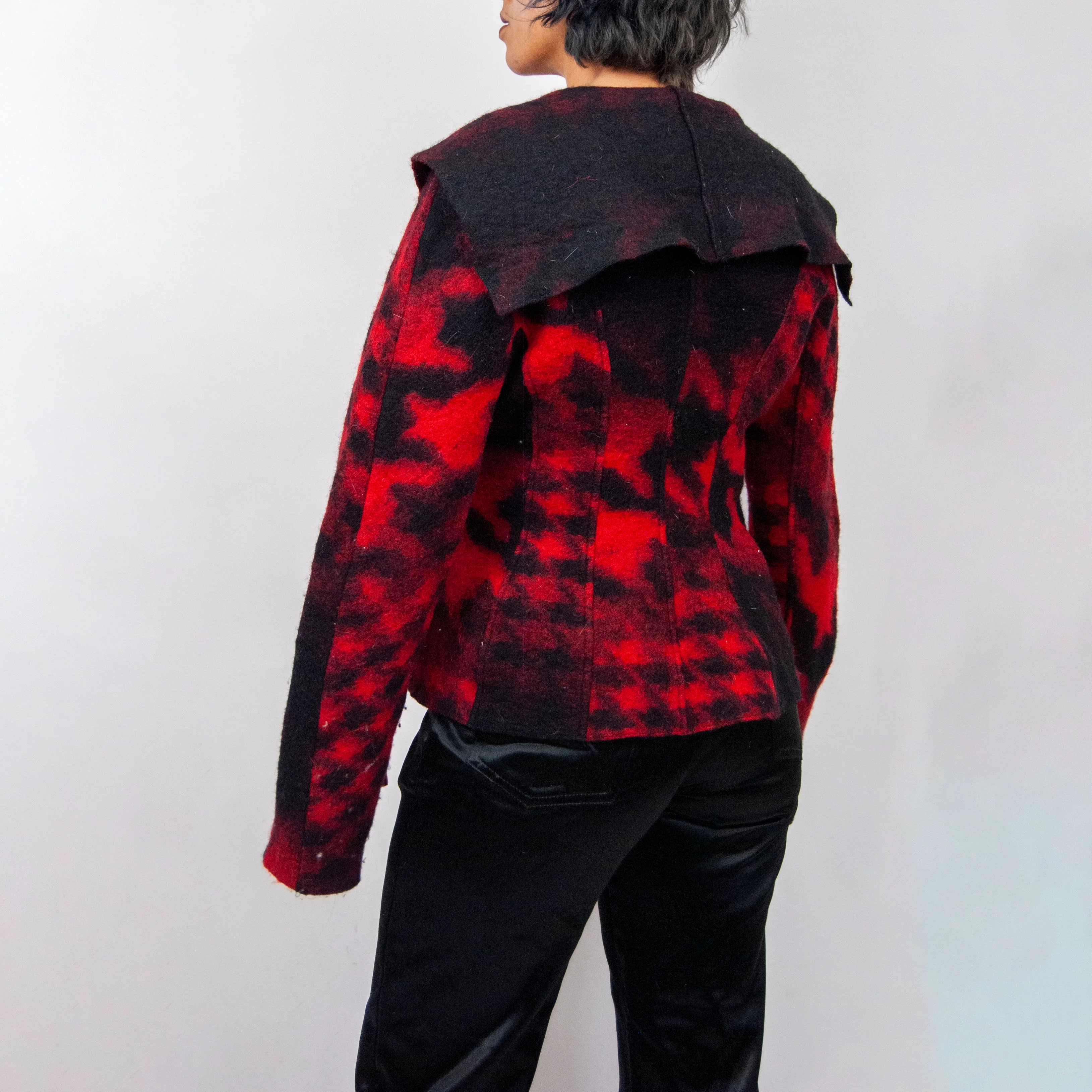 00s Checkered Avant Garde Wool Blazer By Ivan Grundahl - Image 4
