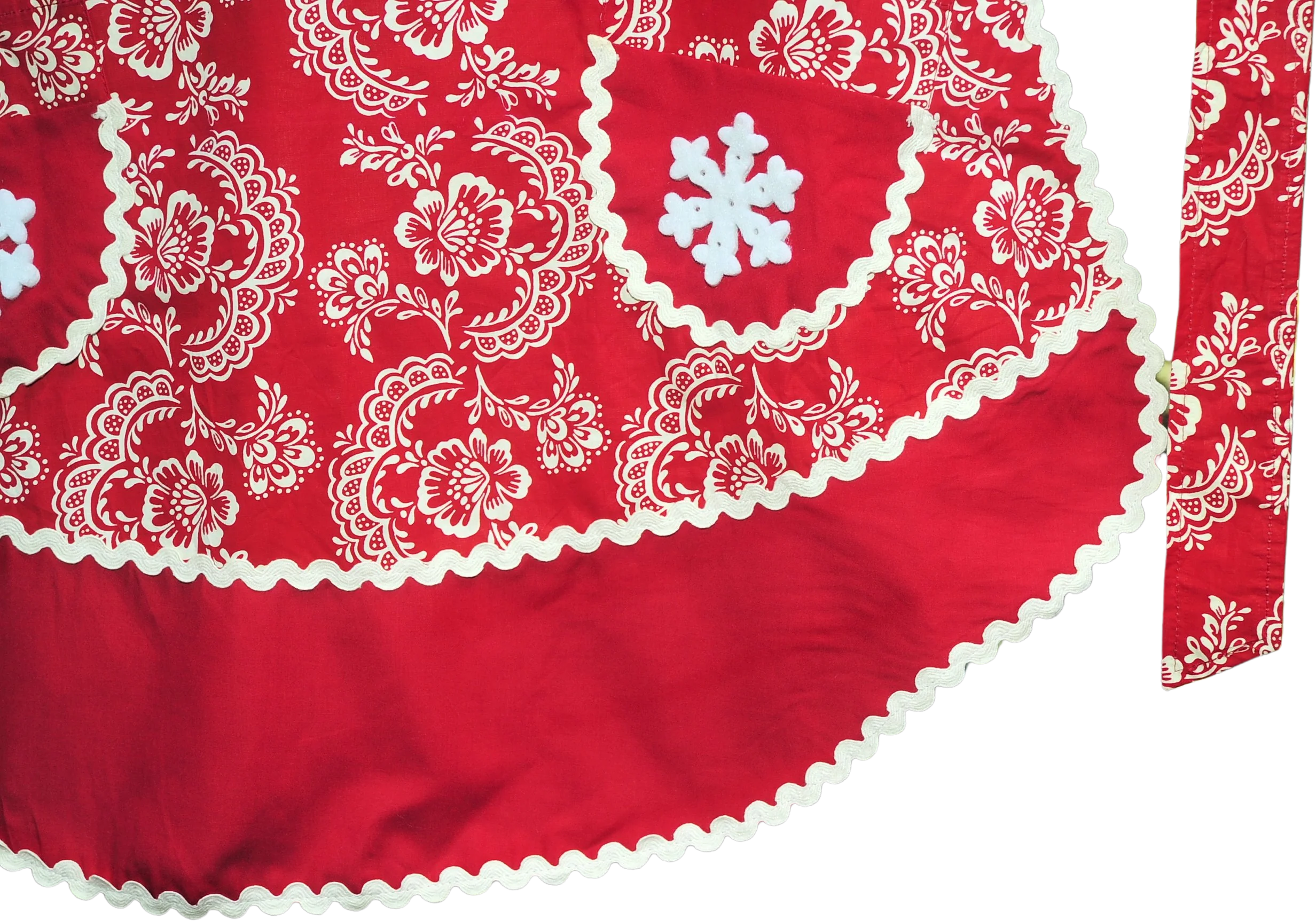 00s Christmas Red Half Apron Snowflake Pocket Dl Rhein - Image 2