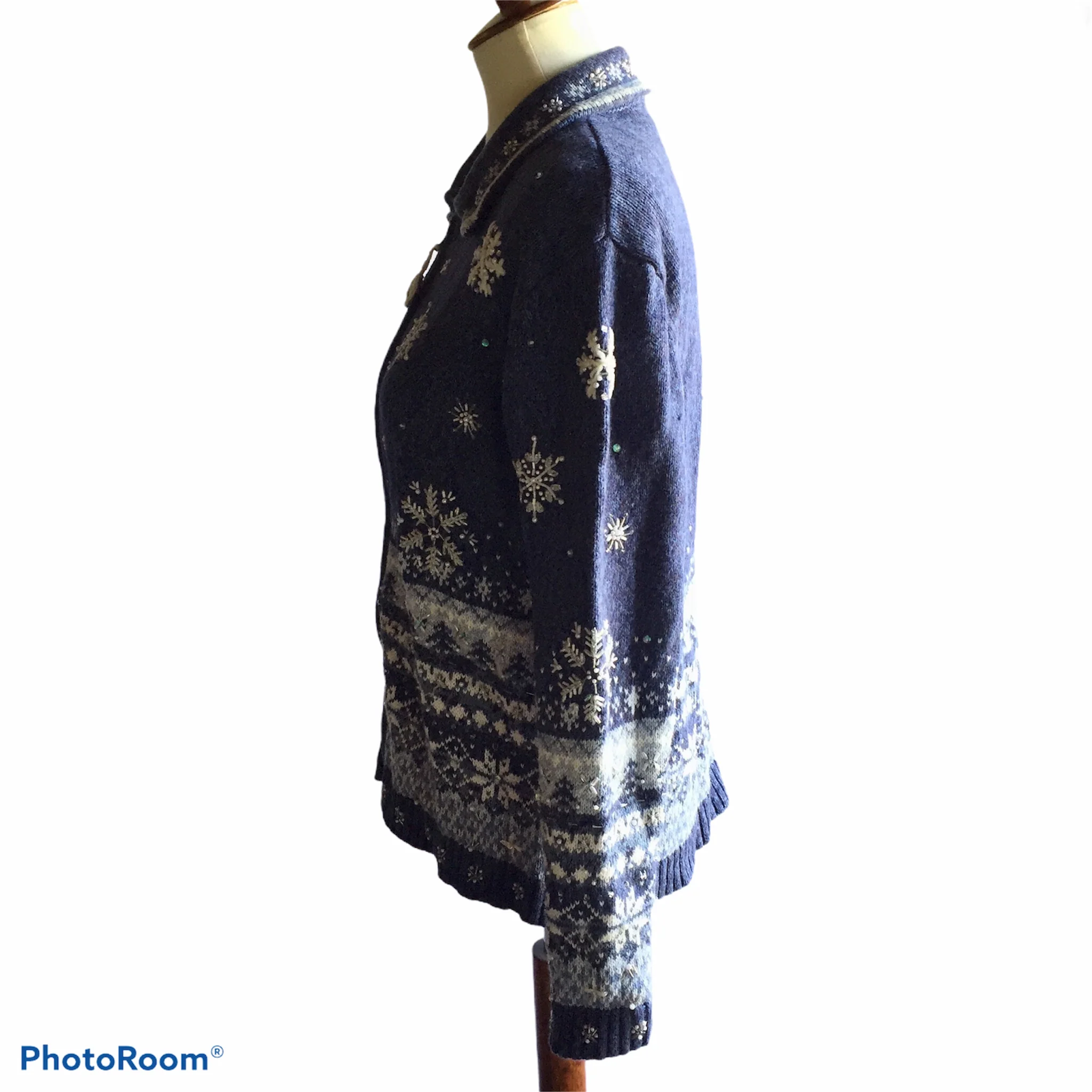 00s Christmas Snowflake Zip Front Cardigan Size M By Heirloom Collectibles - Image 10